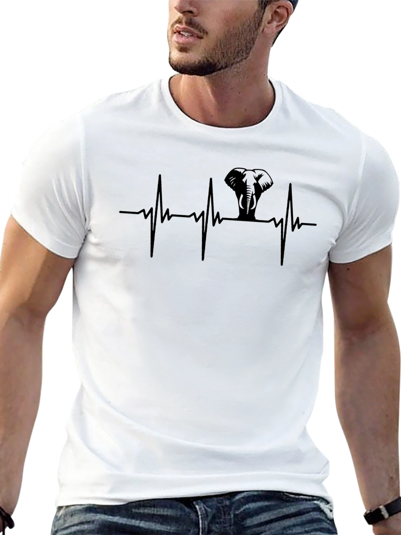 Elephant Heartbeat T-Shirt - Black