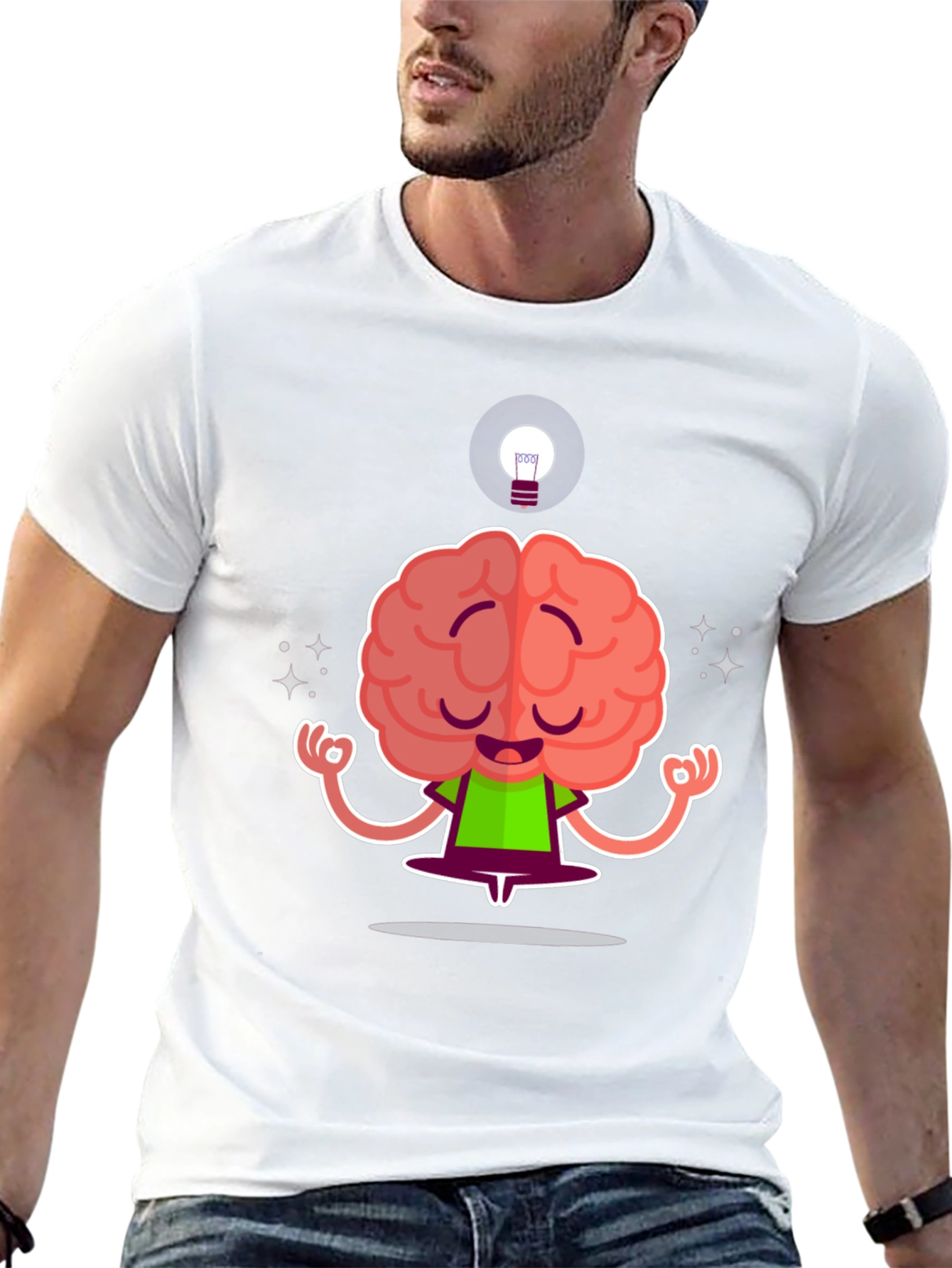 Zen Brain Black T-Shirt - Meditating Mind