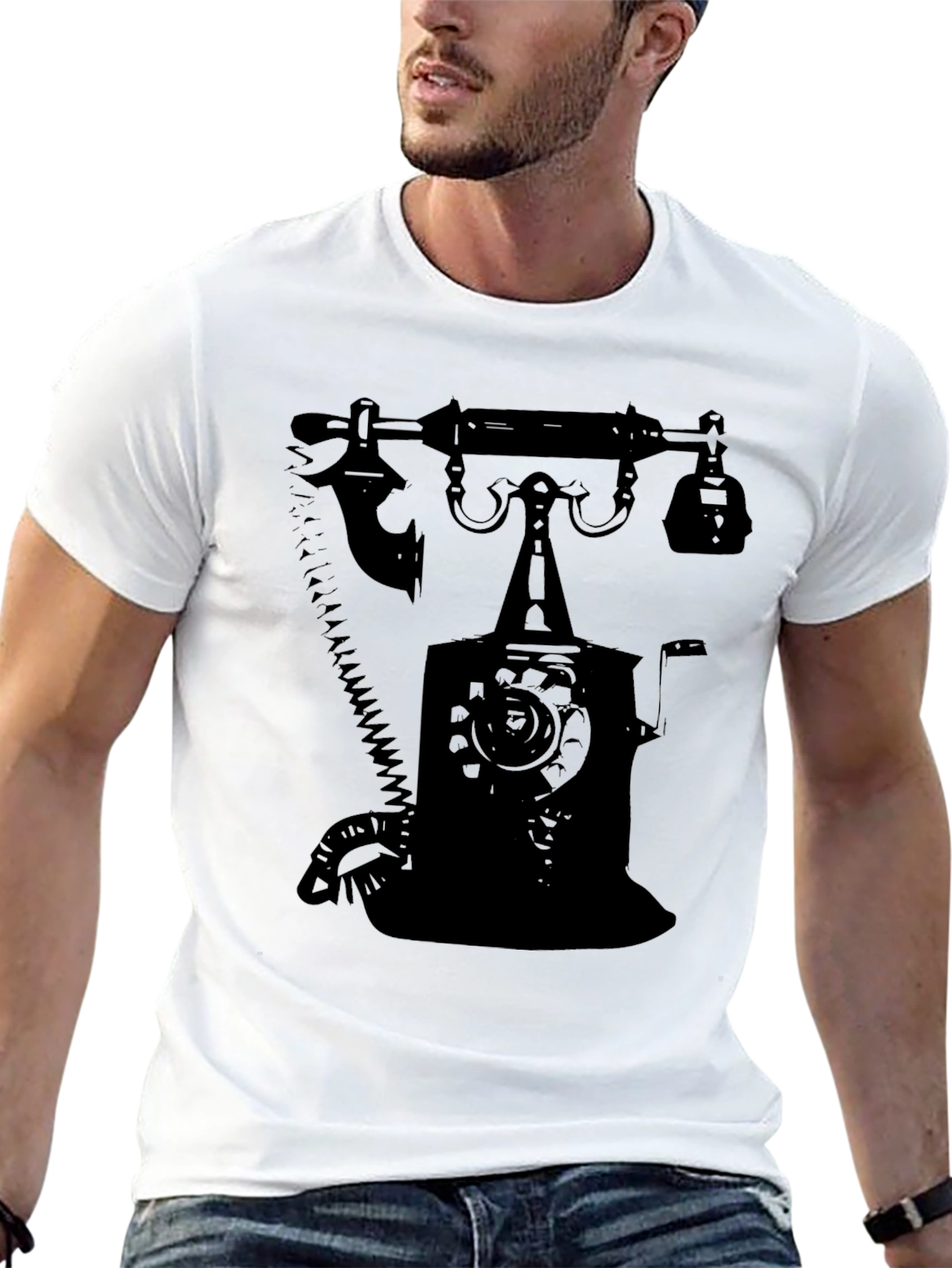 Retro Rotary Phone Graphic T-Shirt - Classic Design