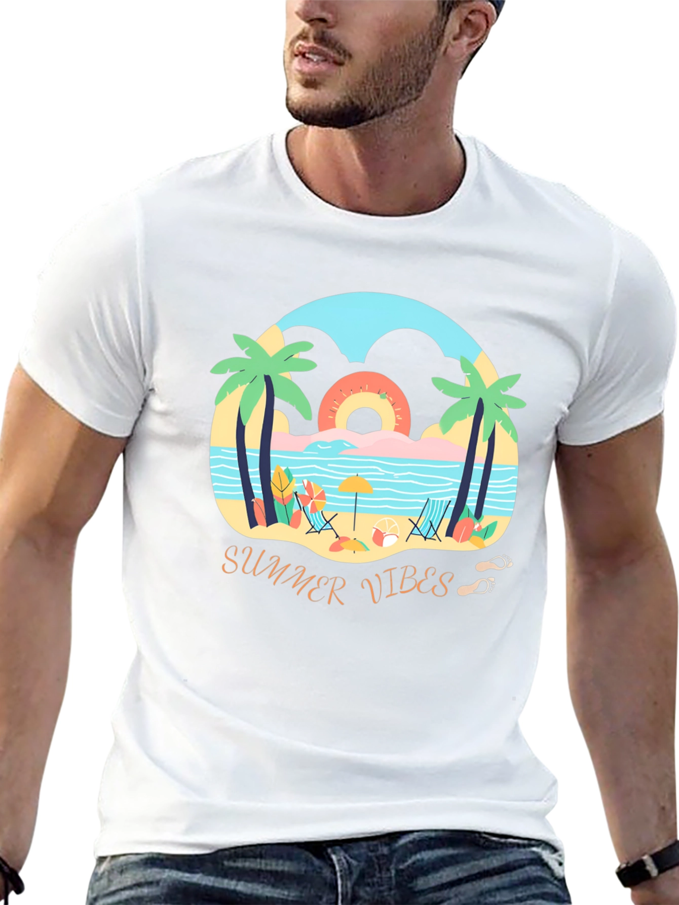 Summer Vibes Graphic Tee - Mens Black T-Shirt