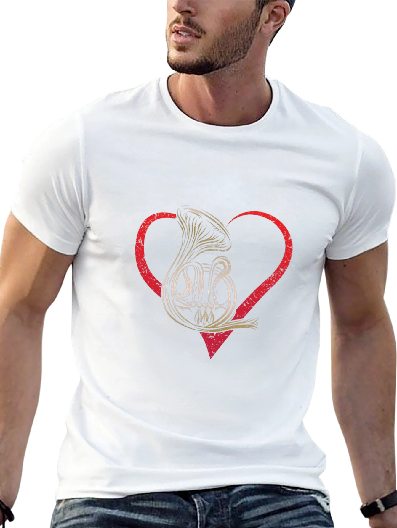 French Horn Heart T-Shirt Music Lover Tee