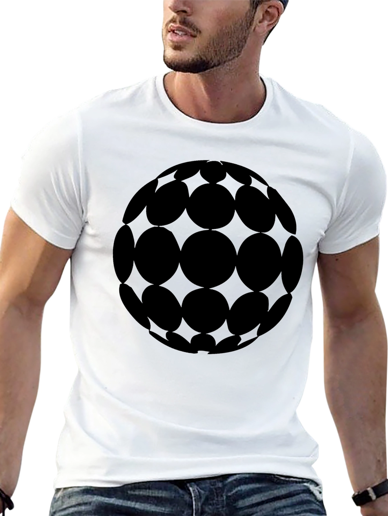Geometric Sphere Graphic Tee - Stylish Black T-Shirt