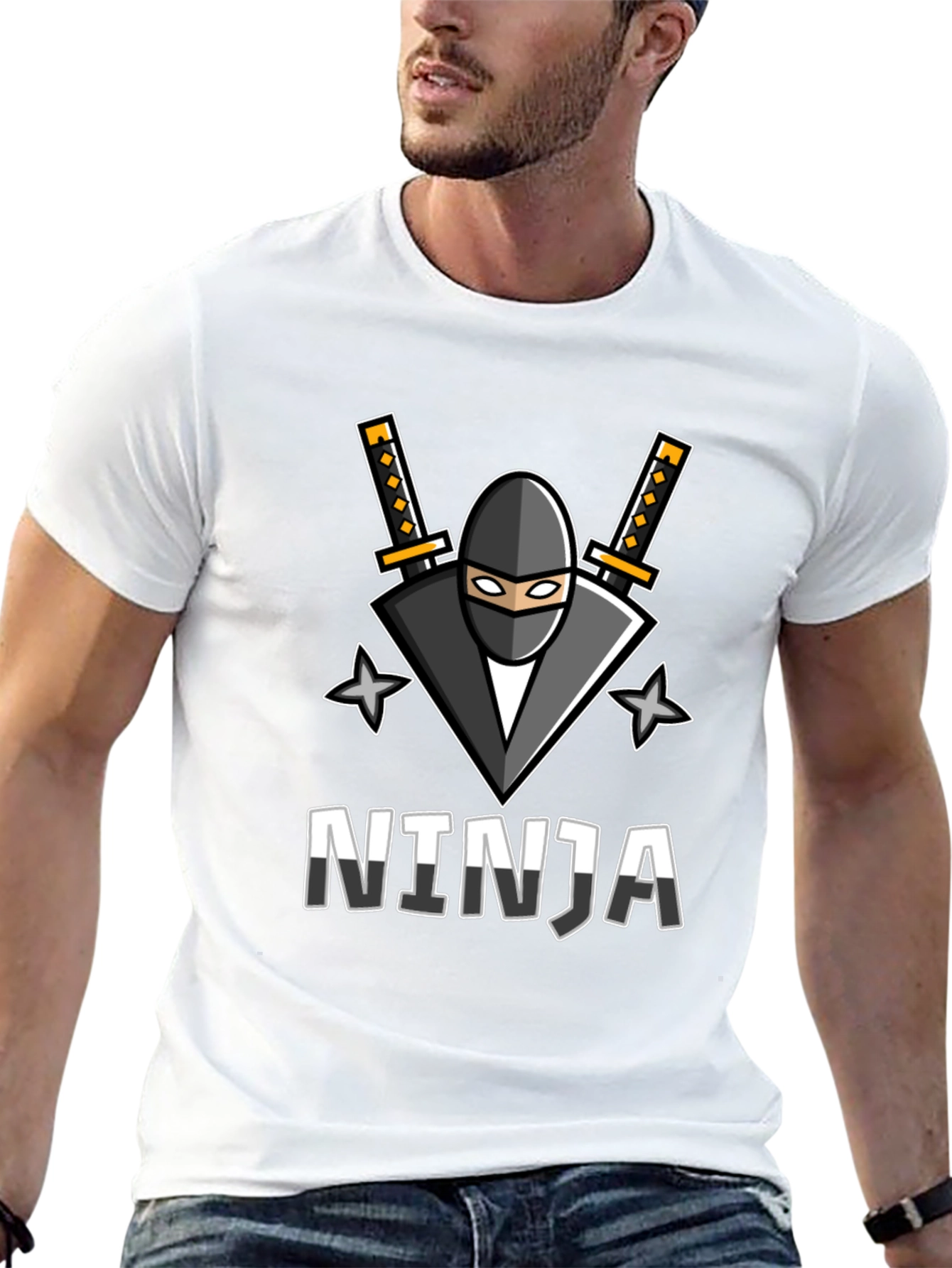 Ninja Graphic T-Shirt - Black Crew Neck Tee