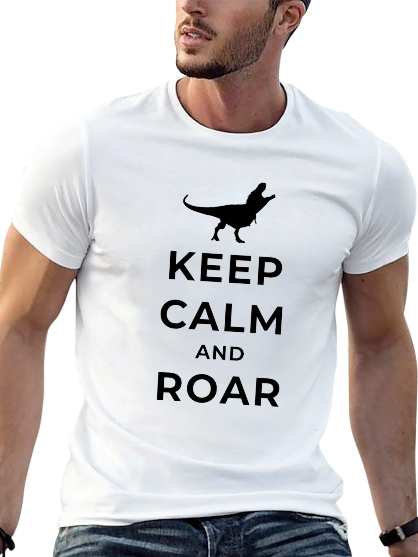 Keep Calm and Roar Dinosaur Graphic Tee