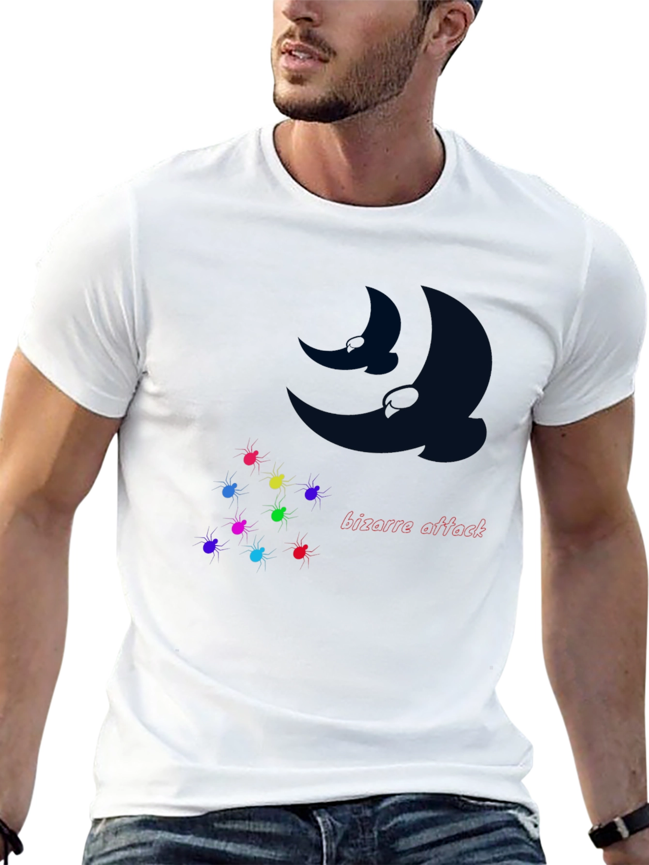 Bizarre Attack Graphic Tee - Moon & Spiders