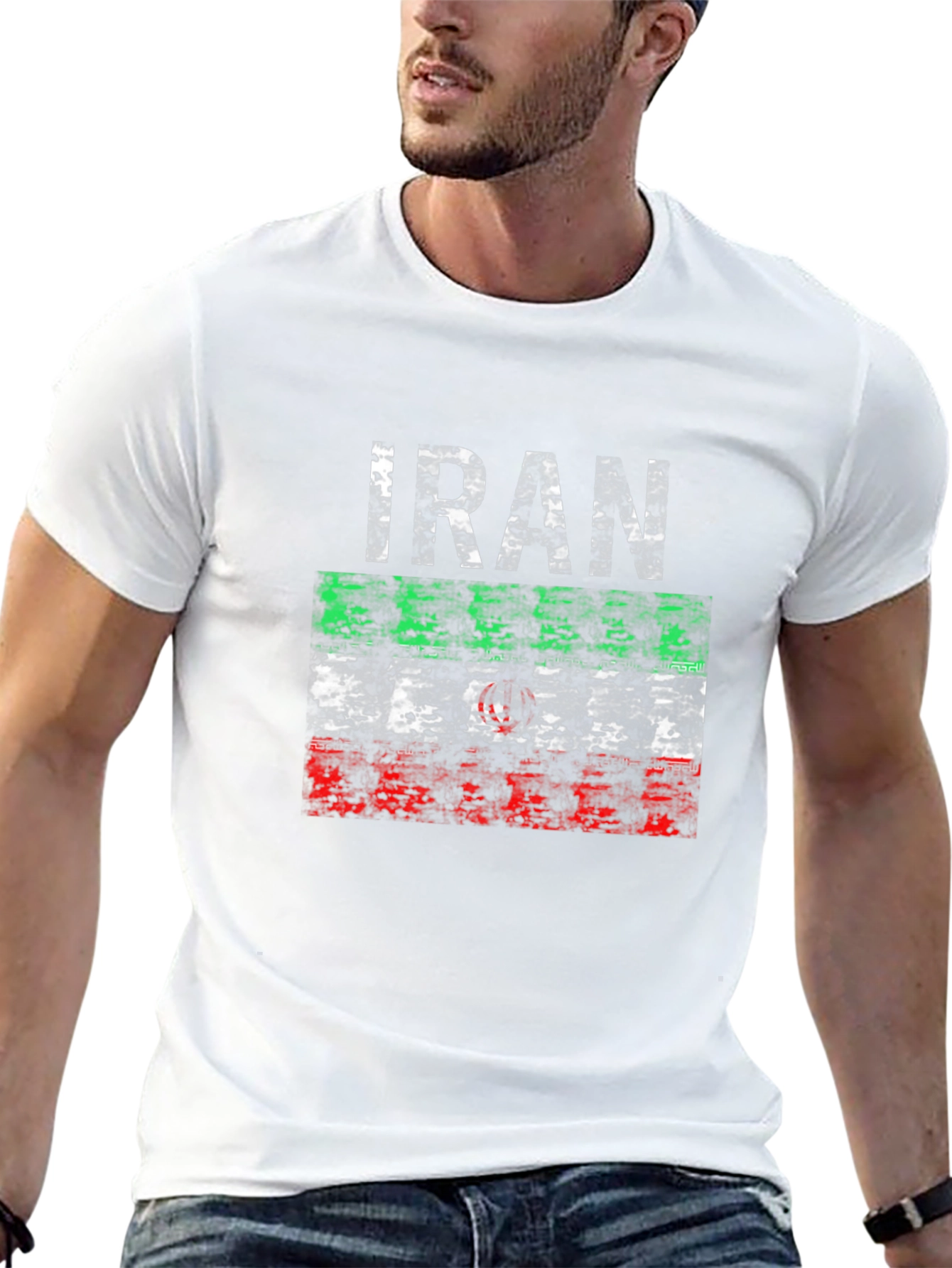 Iran Flag Distressed Graphic T-Shirt