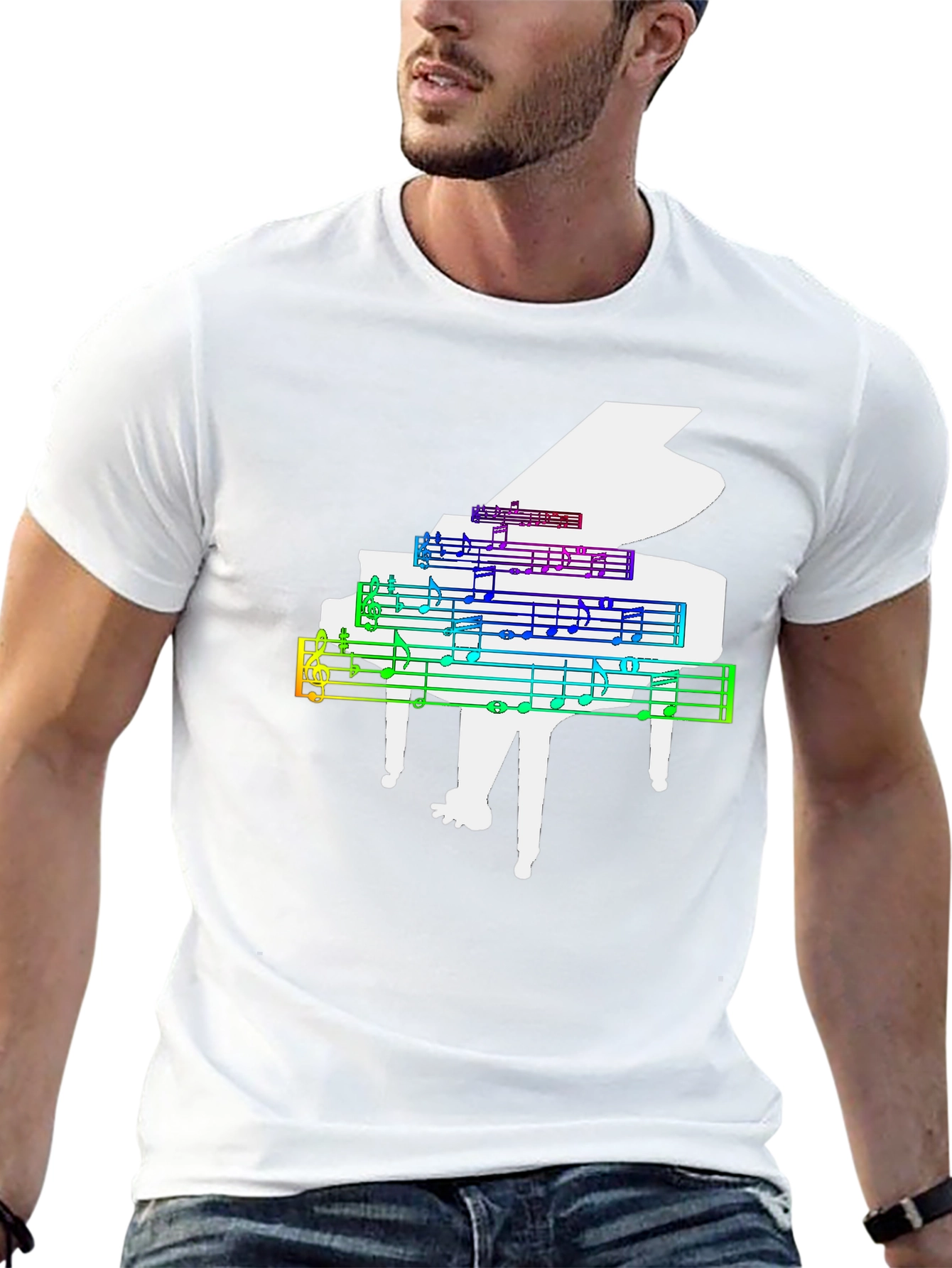 Grand Piano Music Rainbow T-Shirt