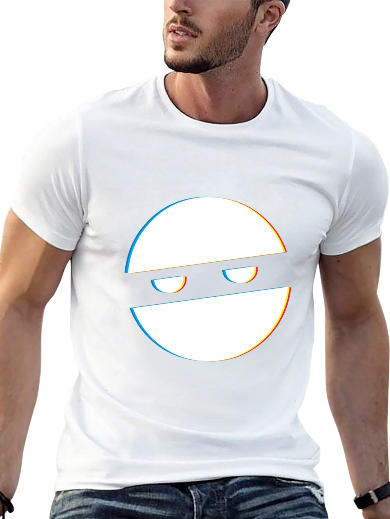 Glitch Mask Tee - Modern Graphic Black T-Shirt