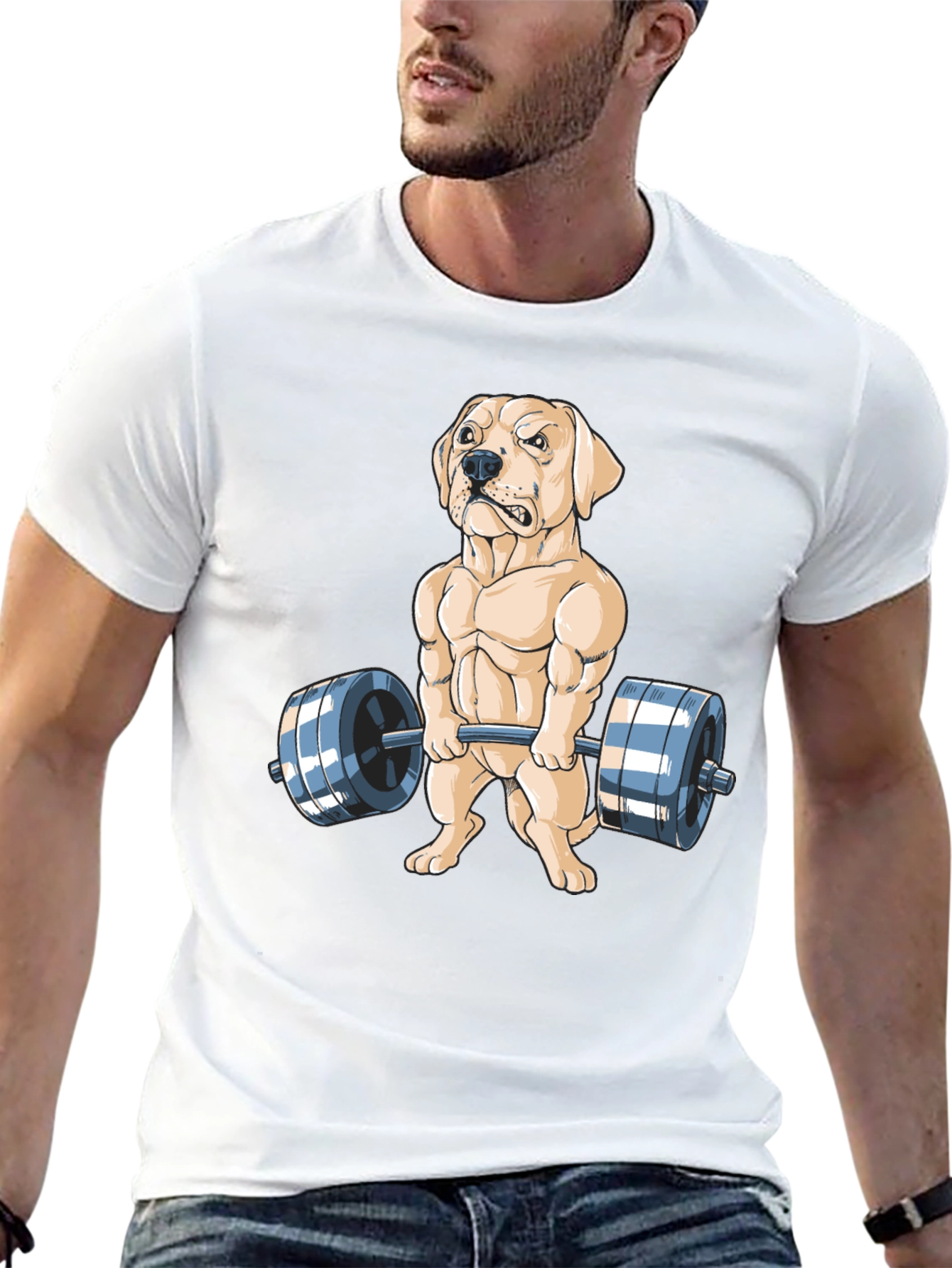 Dog Lifting Weights Graphic Tee
