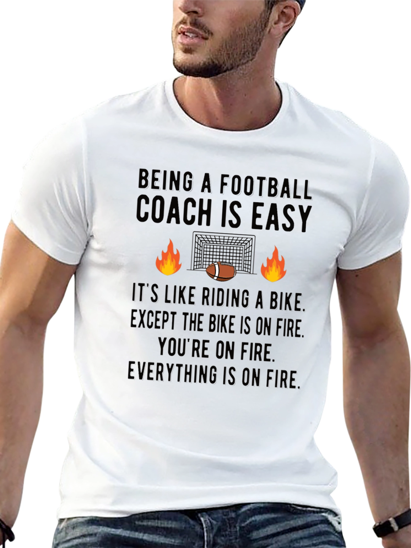 Funny Football Coach On Fire T-Shirt