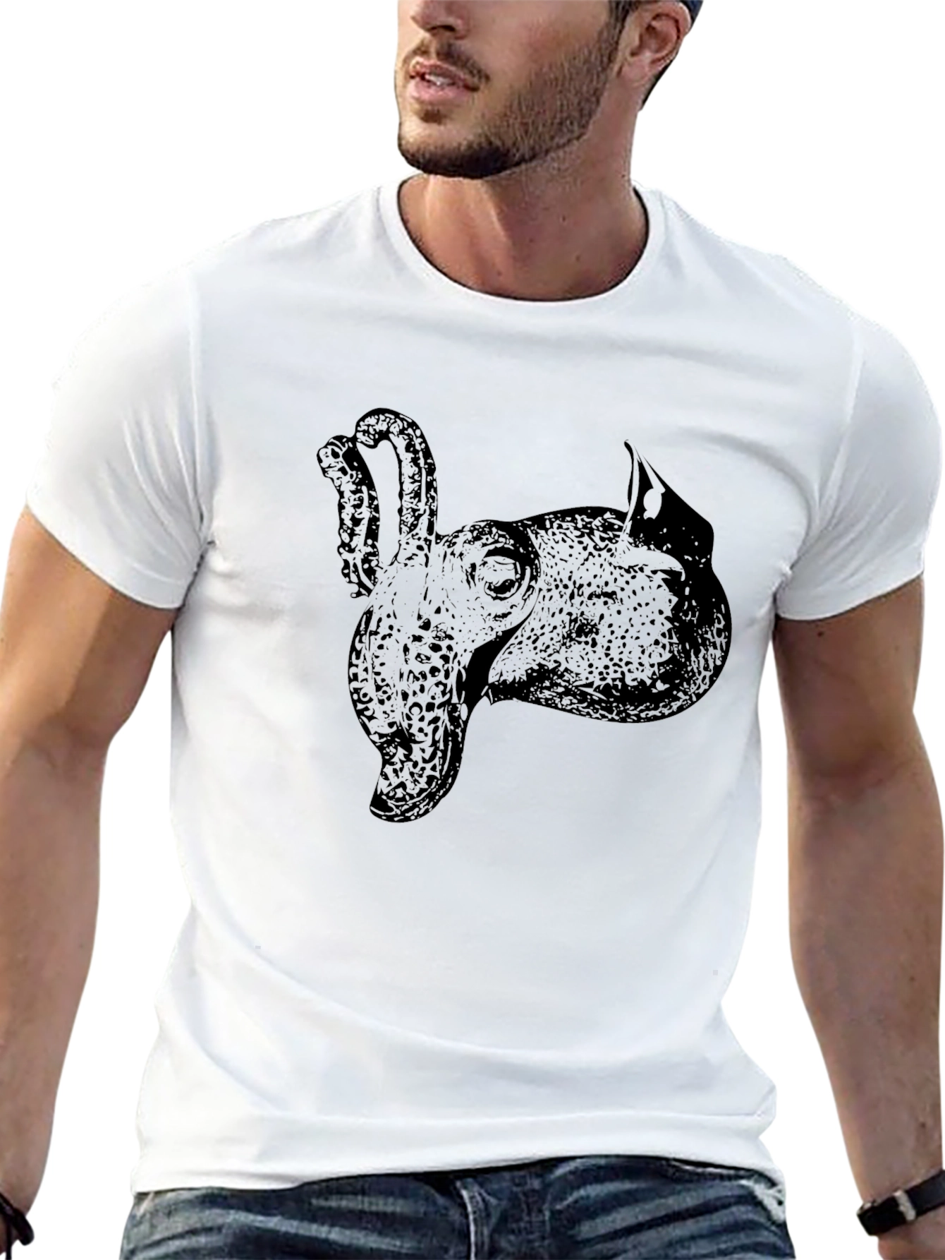 Cuttlefish Graphic Tee - Stylish Black Cotton T-Shirt