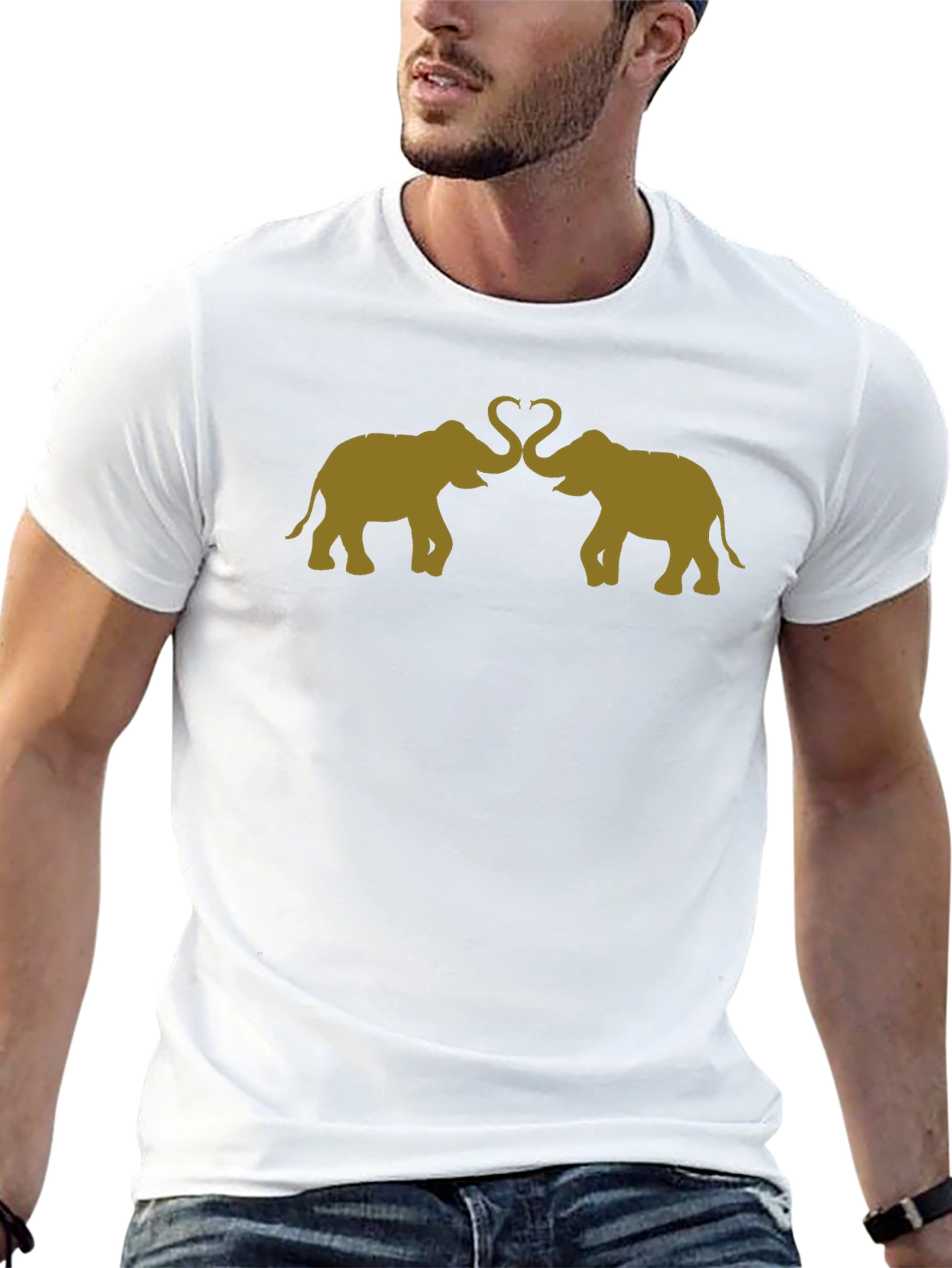 Elephant Love T-Shirt - Stylish Black Tee
