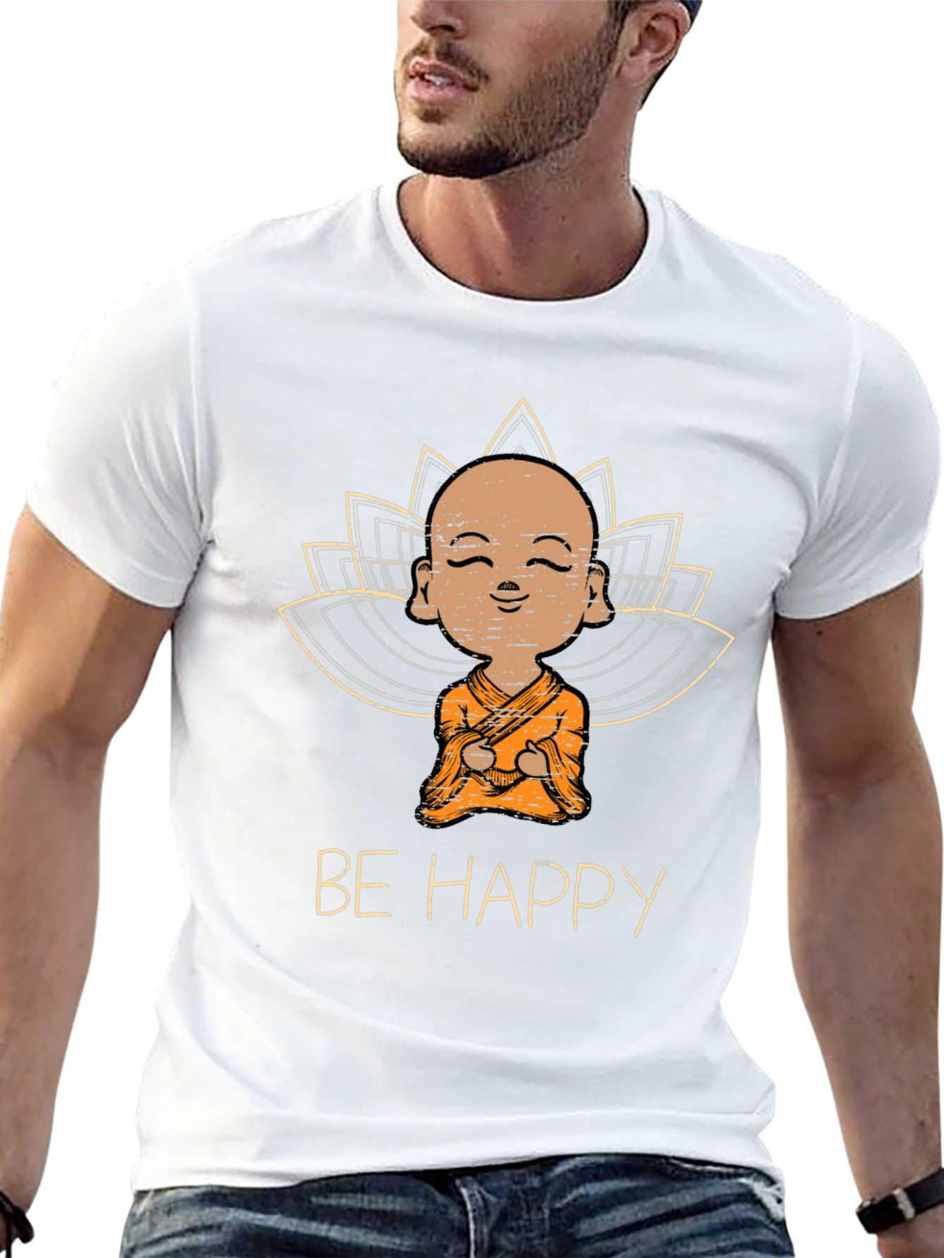 Be Happy Monk Graphic Tee - Black