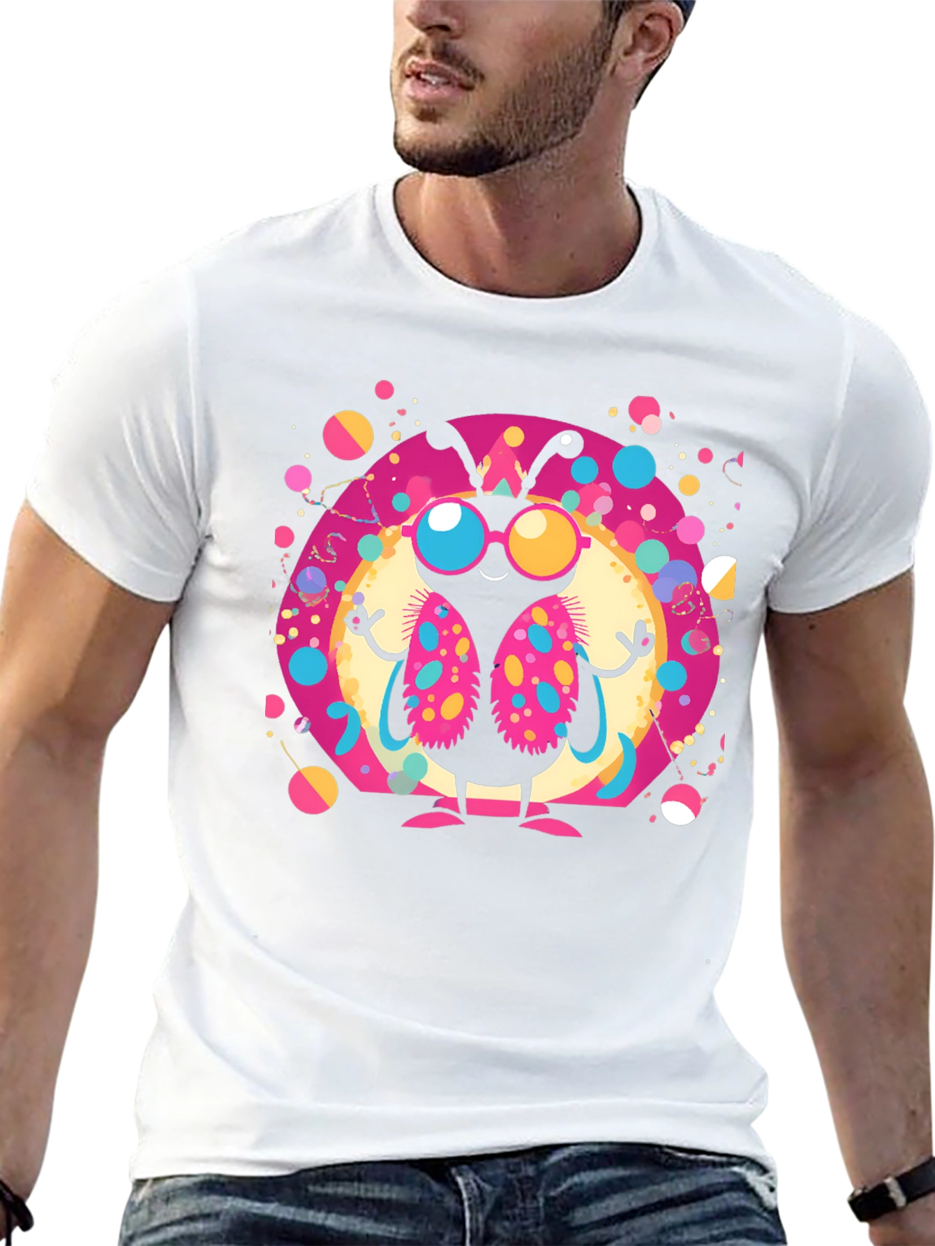 Funky Butterfly Graphic Tee - Black Cotton T-Shirt