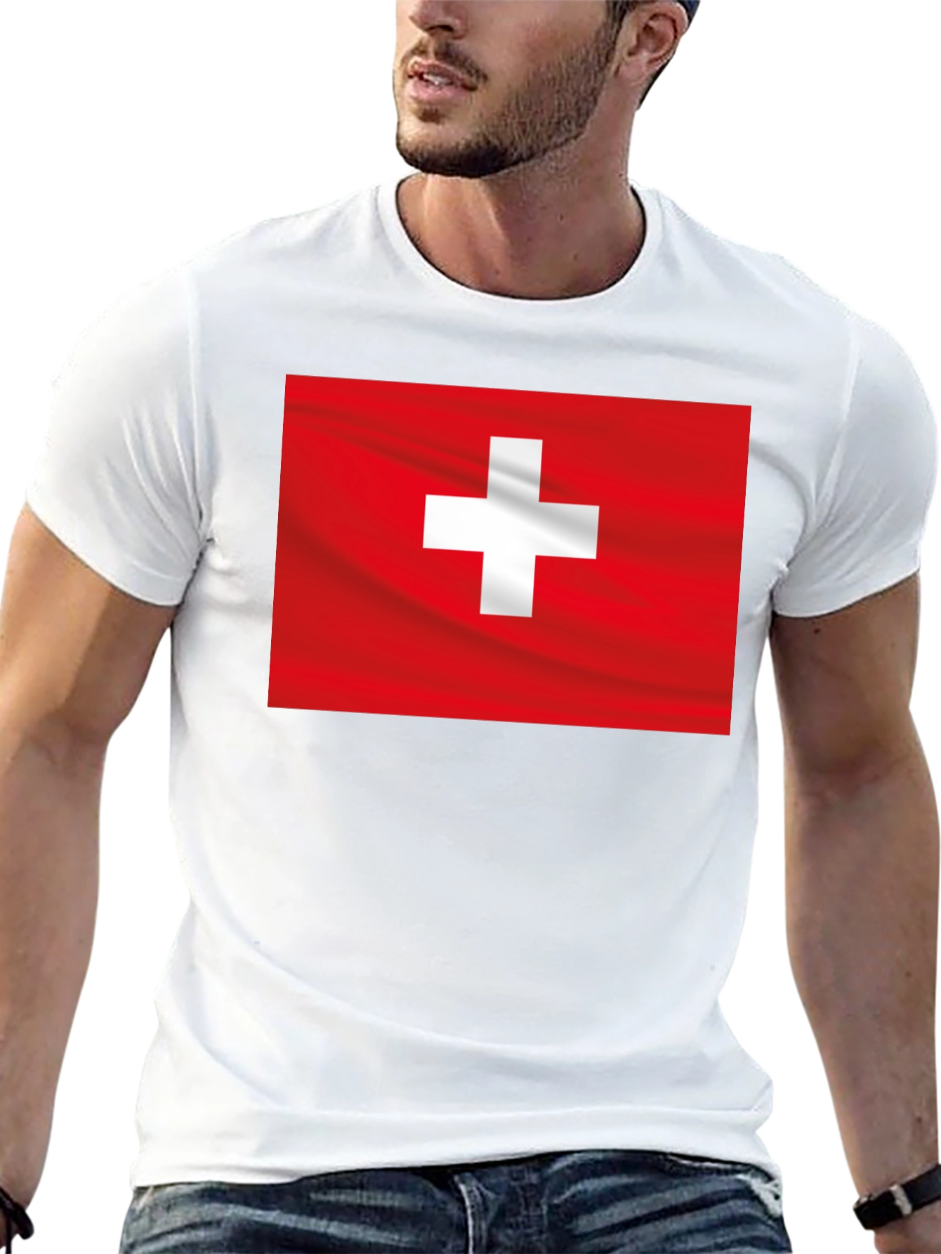 Swiss Flag Graphic Black T-Shirt