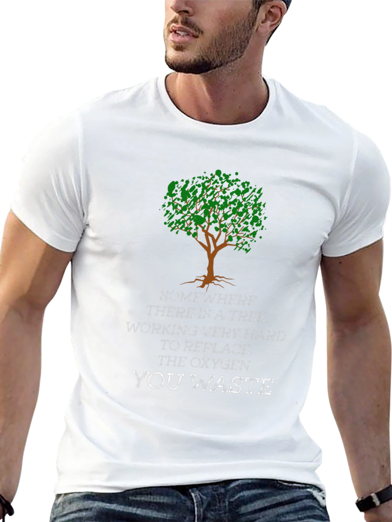 Eco-Friendly Tree Oxygen Replacement Graphic T-Shirt