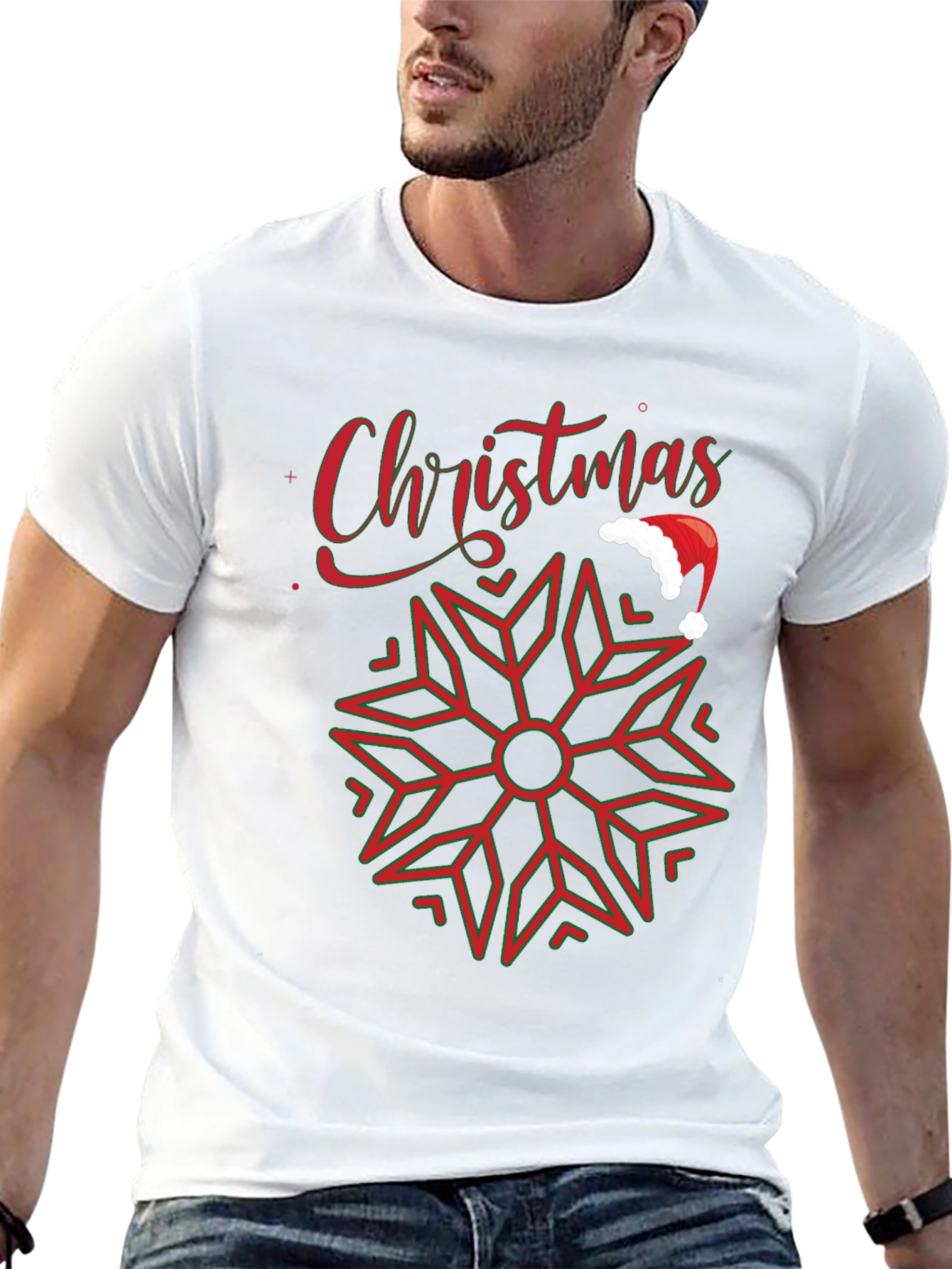 Christmas Snowflake Santa Hat Graphic Tee