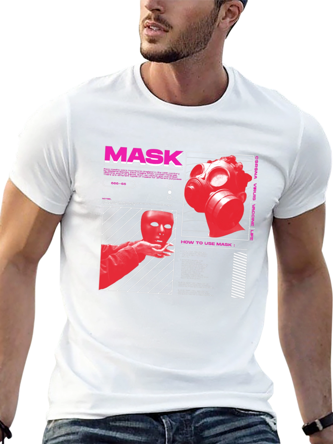 Mask Graphic Print Tee - Stay Safe in Style
