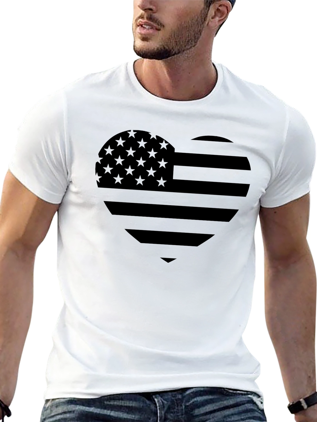 American Flag Heart T-Shirt - Patriotic Tee