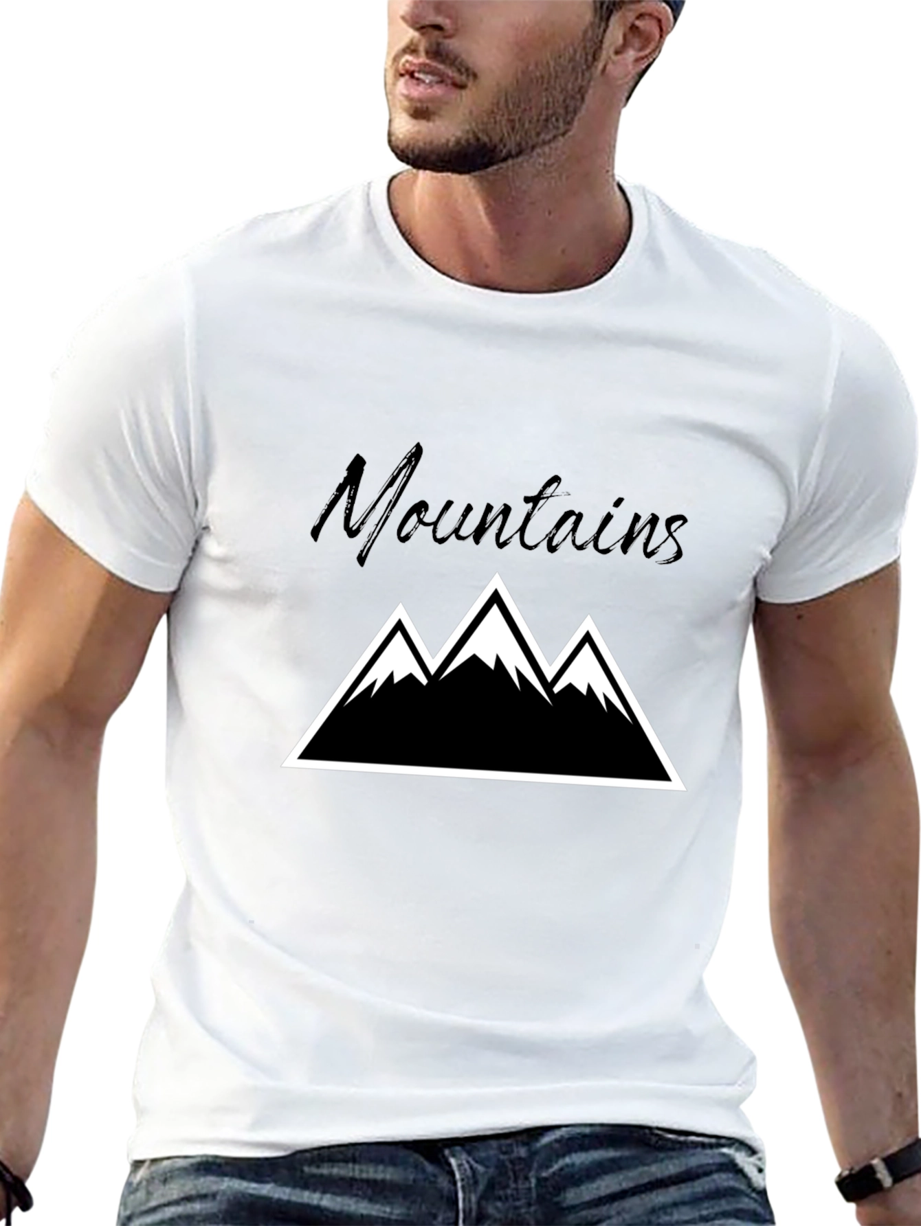 Mountains Graphic T-Shirt - Black Cotton Tee