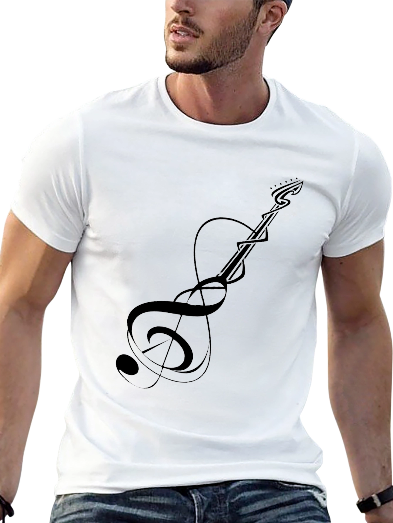 Guitar Treble Clef Graphic Tee - Black