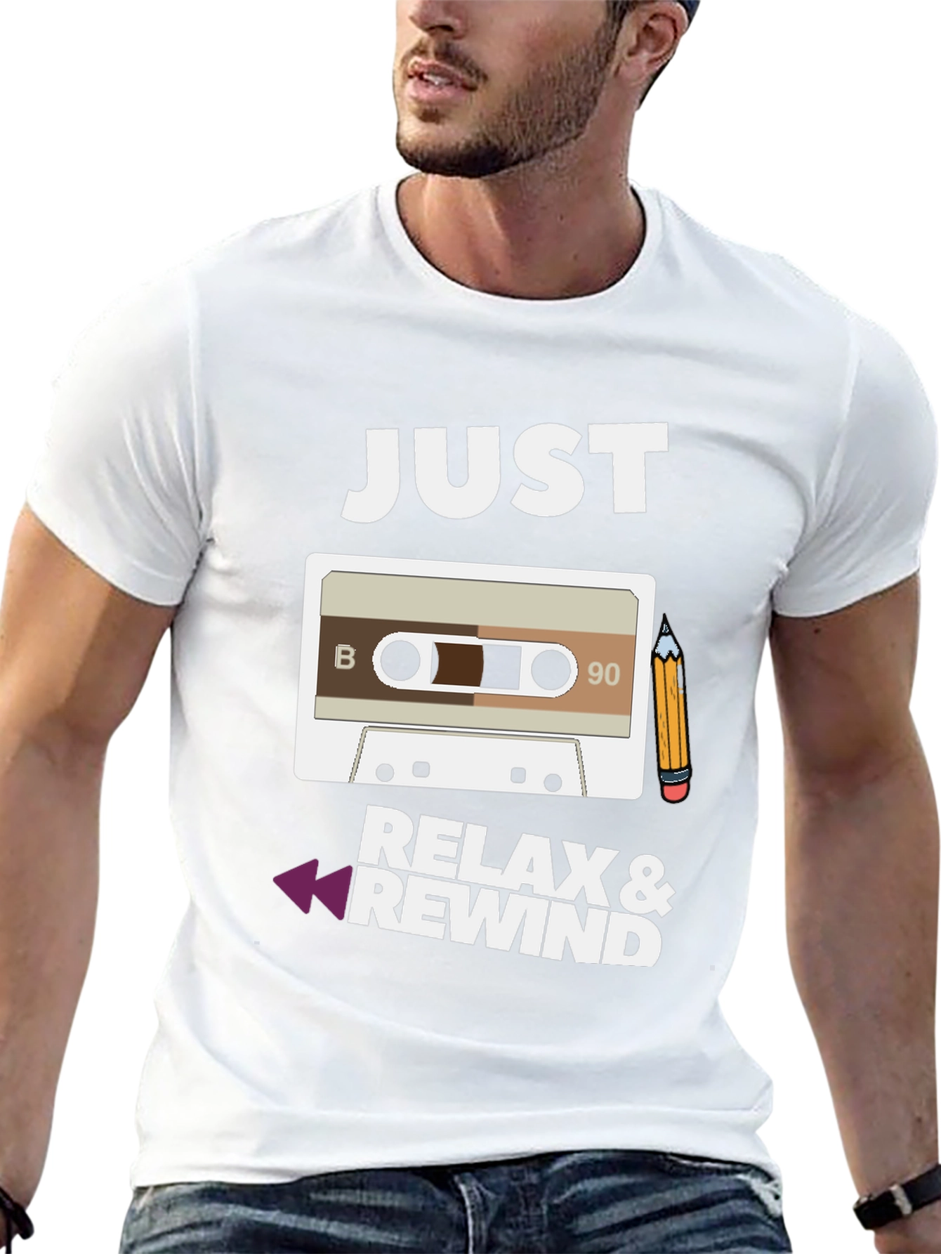 Just Relax & Rewind Cassette Tape Graphic T-Shirt