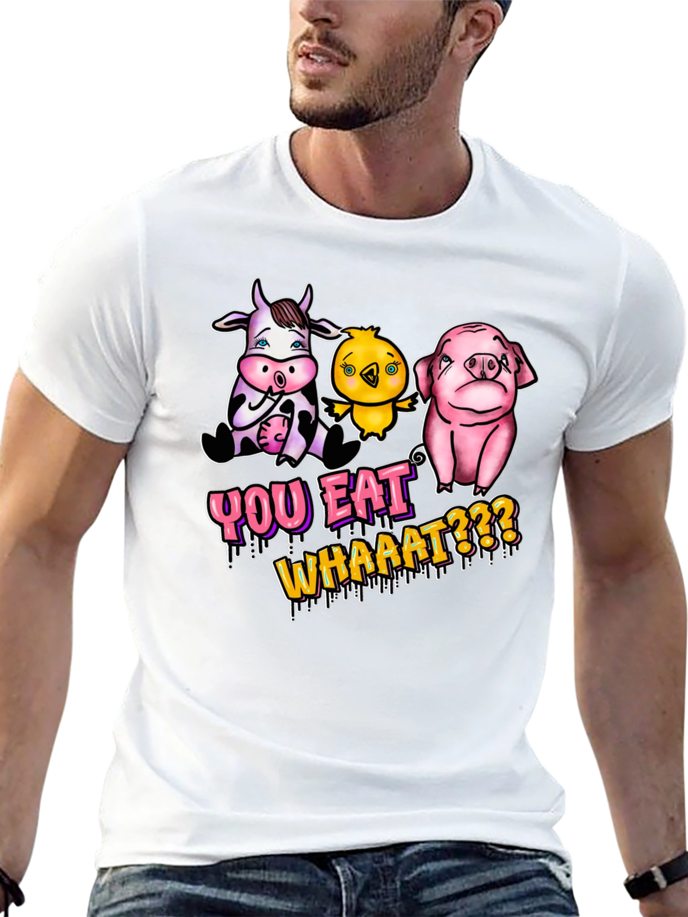 Vegan T-Shirt: You Eat Whaaat??? Funny Animal Design