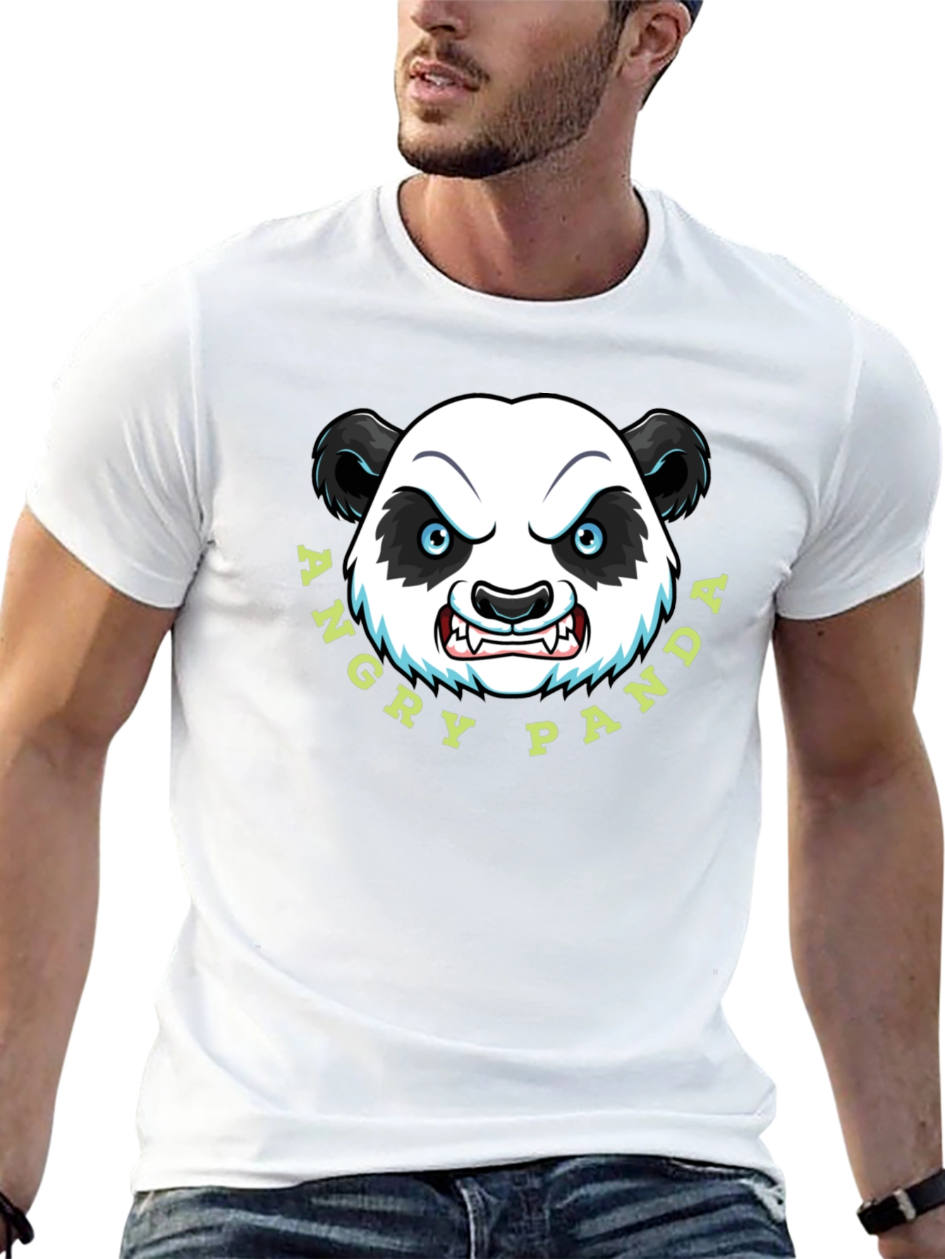 Angry Panda Graphic Tee - Black Cotton T-Shirt
