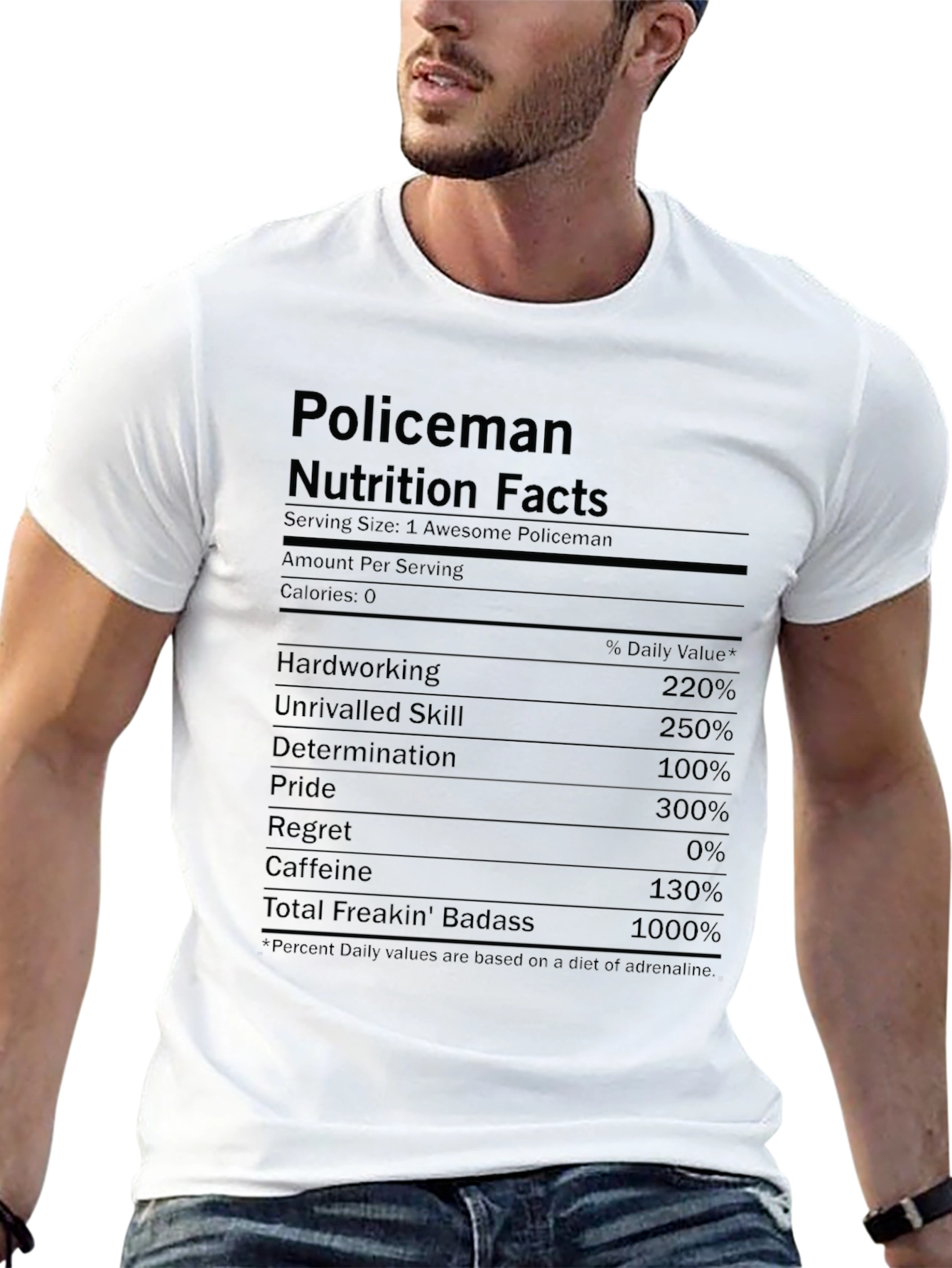 Policeman Nutrition Facts T-Shirt - Funny Police Gift