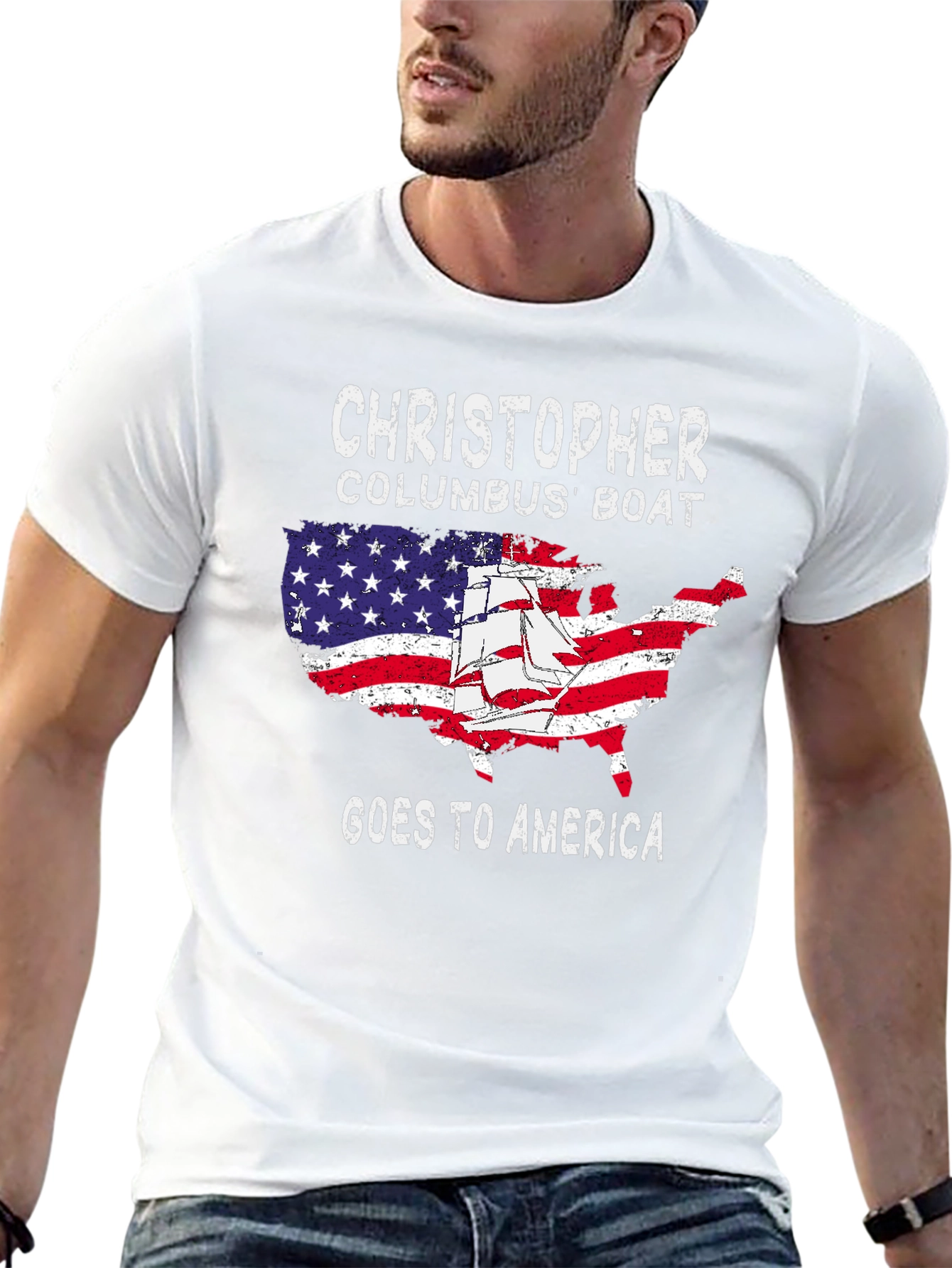 Christopher Columbus Boat Goes To America T-Shirt