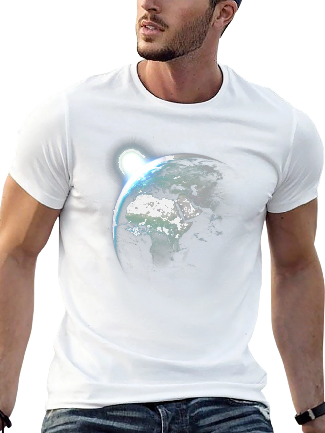 Earth Rise Graphic Tee - Black Cotton T-Shirt