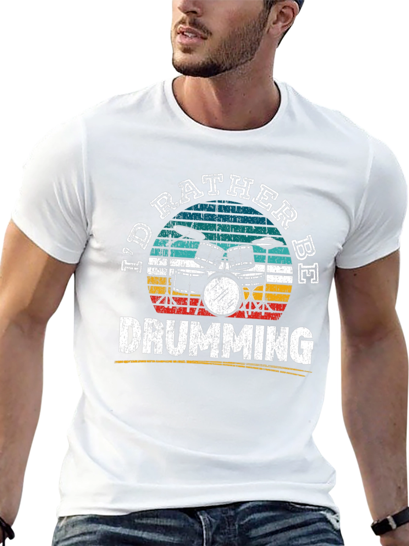 Id Rather Be Drumming Retro T-Shirt