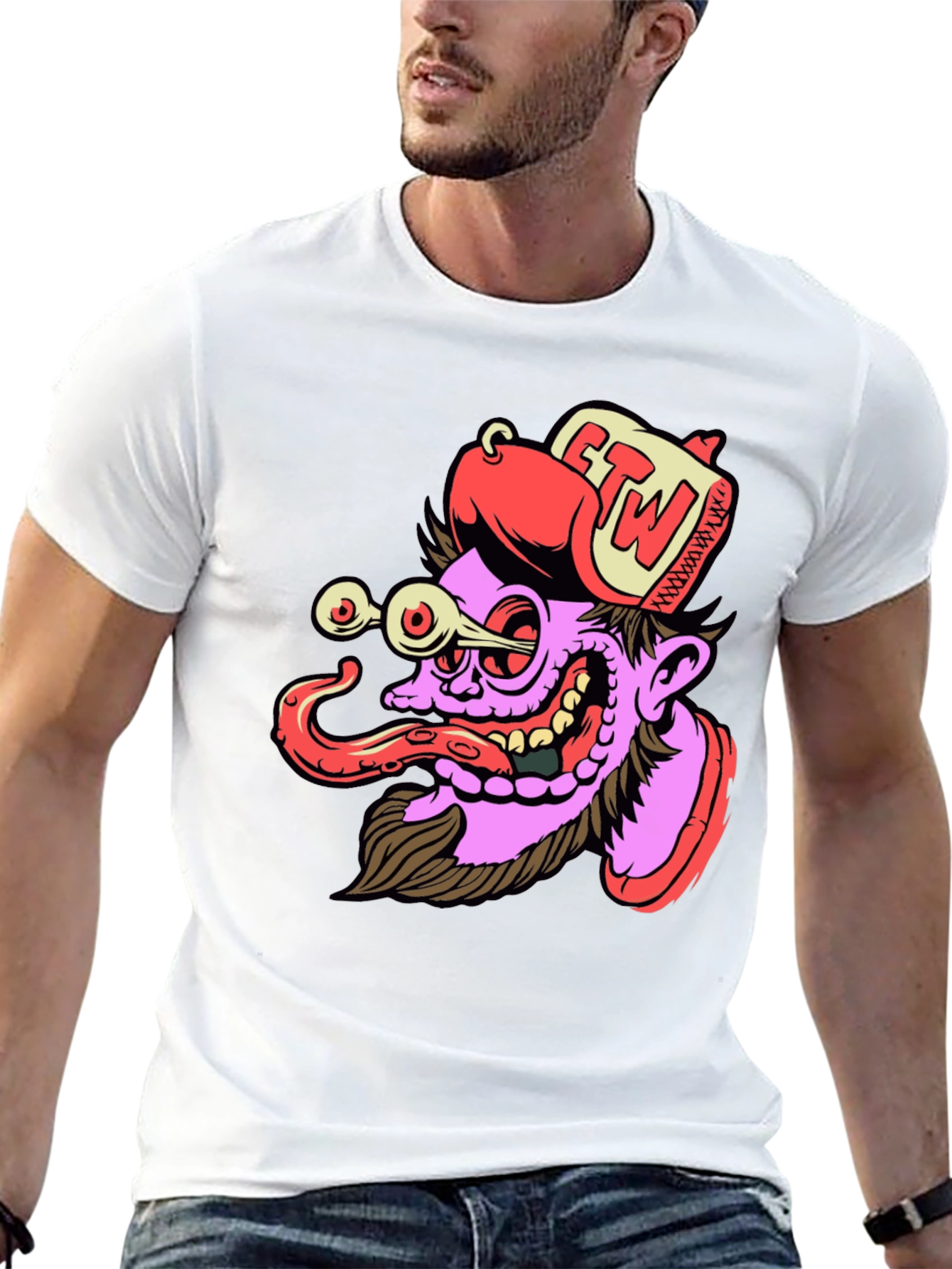 Cartoon Graphic Print Black T-Shirt