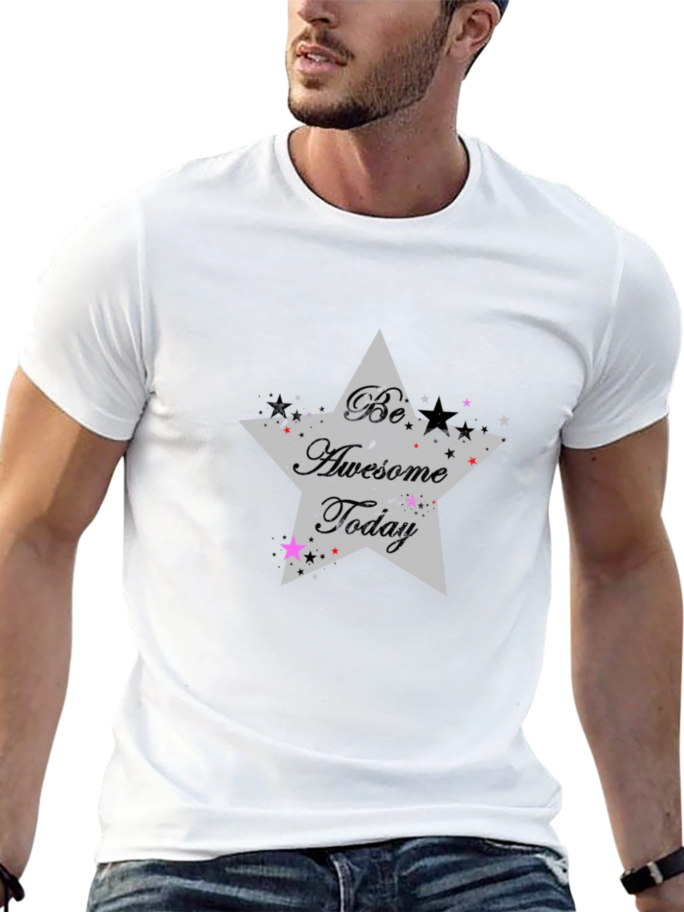 Be Awesome Today Star Graphic Black T-Shirt