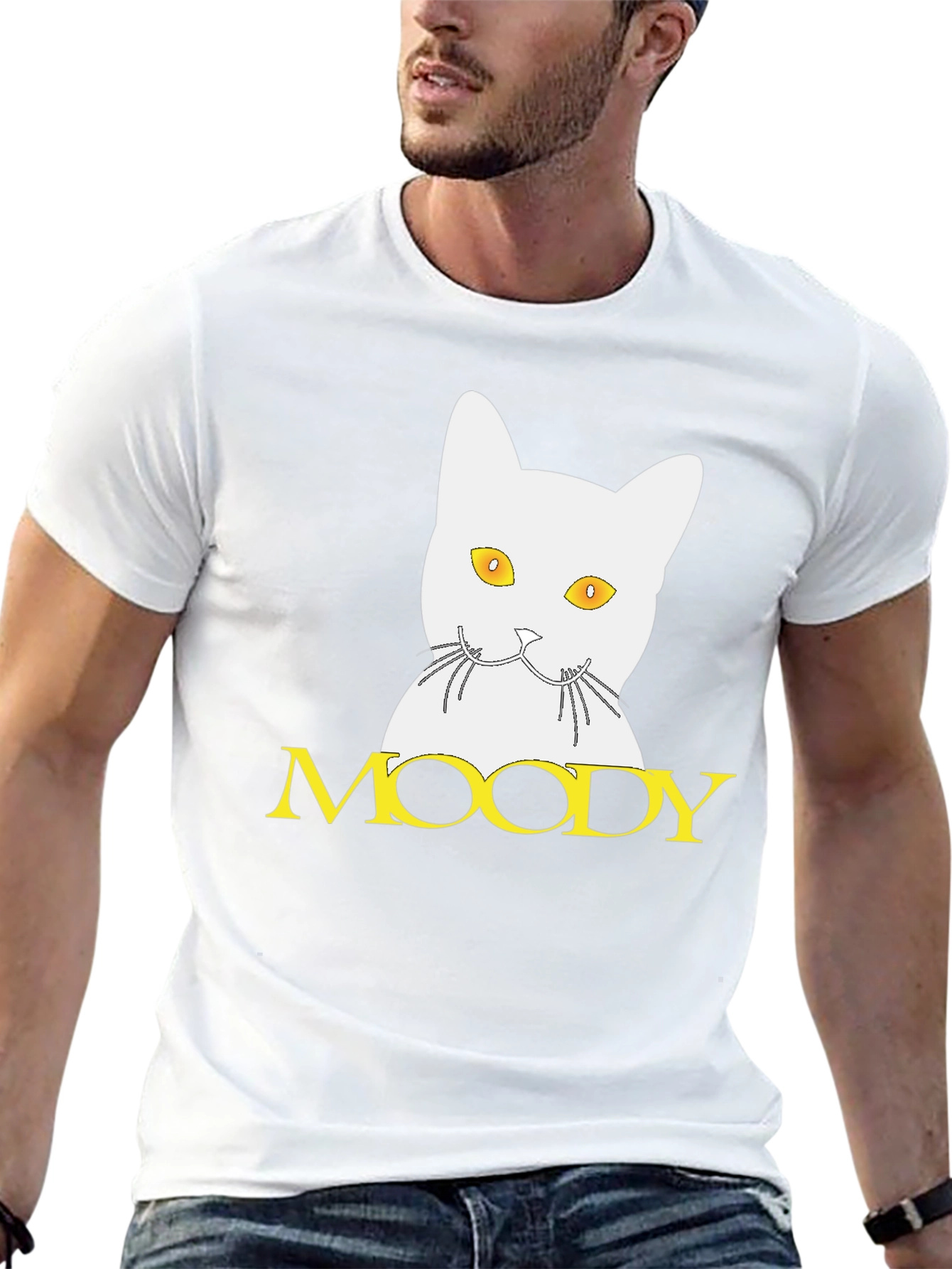 Moody Cat Graphic Tee - Unisex Black T-Shirt