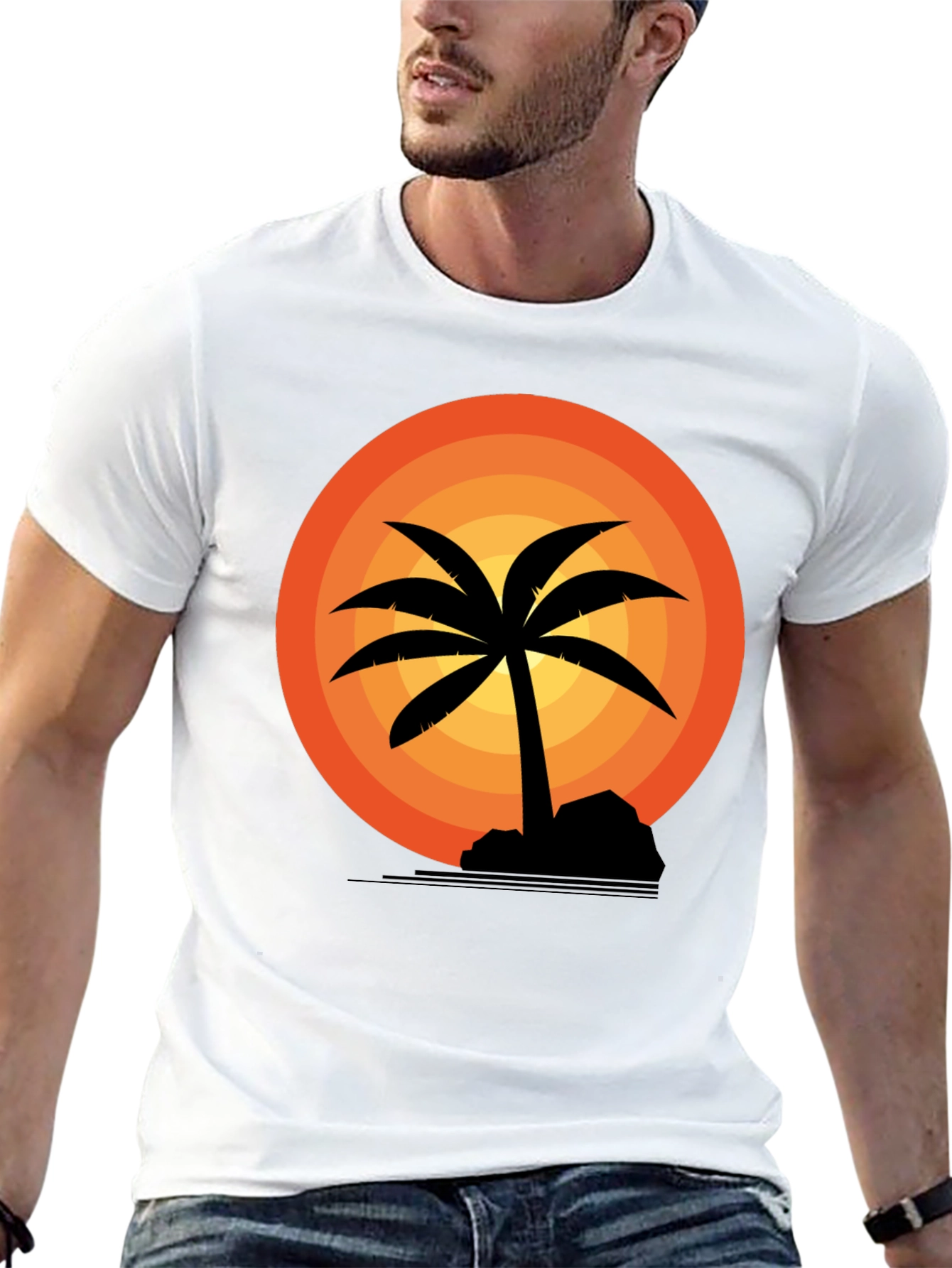 Sunset Palm Tree Graphic T-Shirt