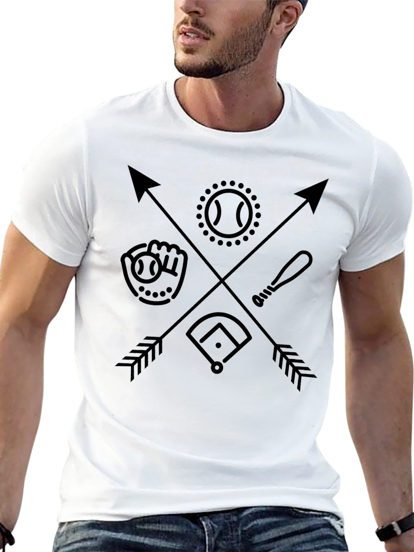 Baseball Arrows Graphic Tee - Classic Black T-Shirt