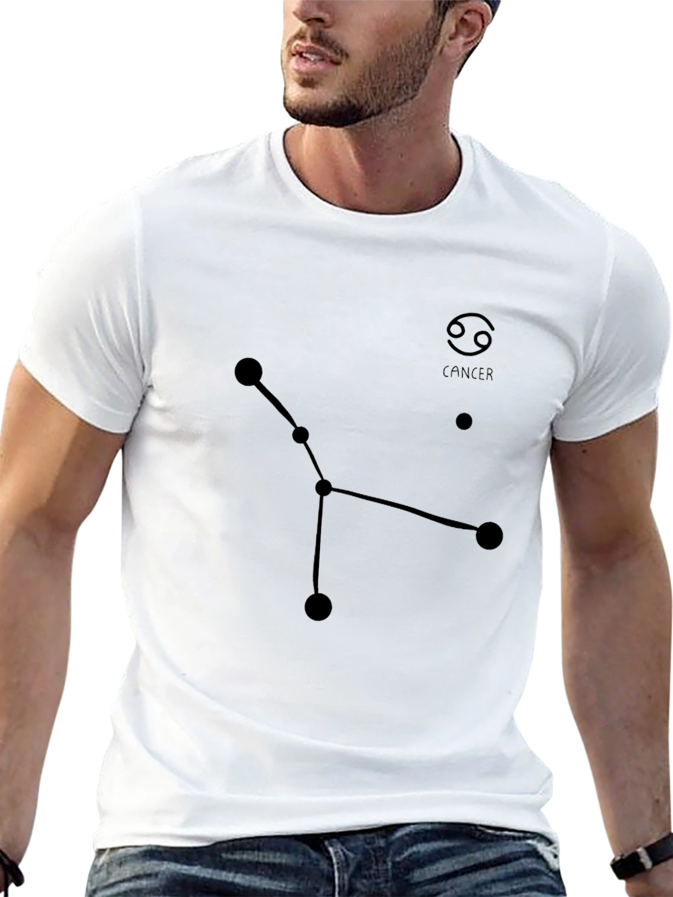 Cancer Constellation Black T-Shirt Zodiac Astrology Gift