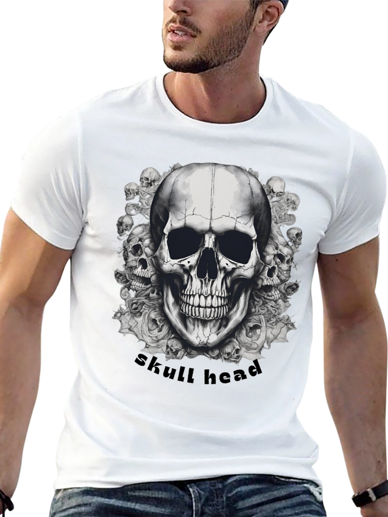 Skull Head Graphic T-Shirt - Mens Black Tee