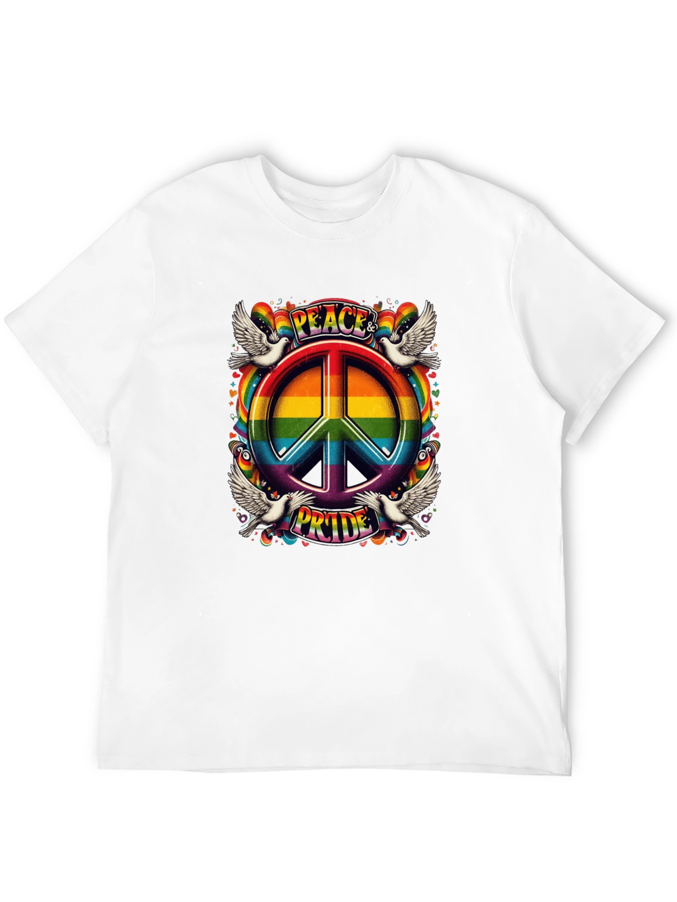 Peace & Pride Rainbow Graphic T-Shirt