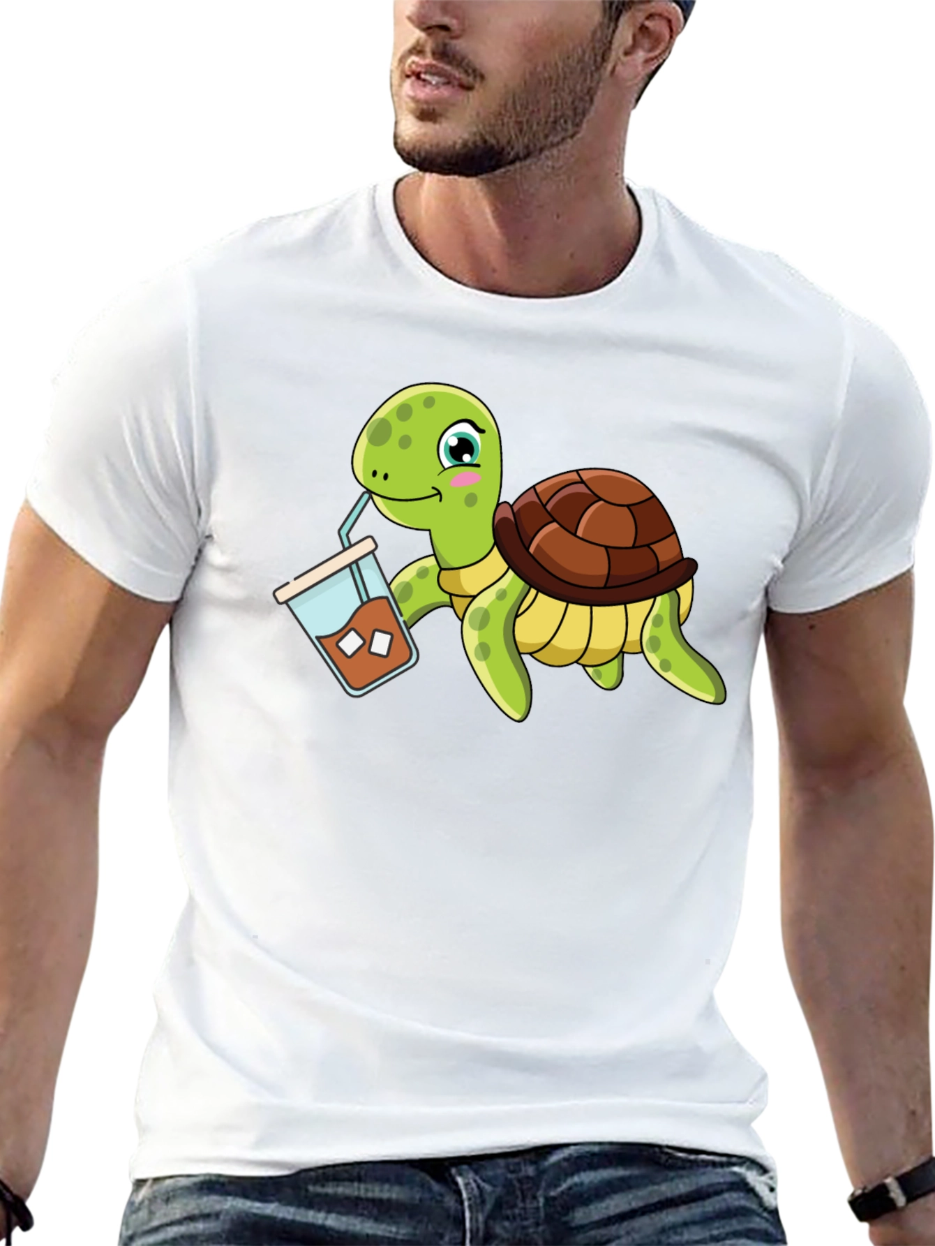 Turtle Drinking Iced Coffee T-Shirt