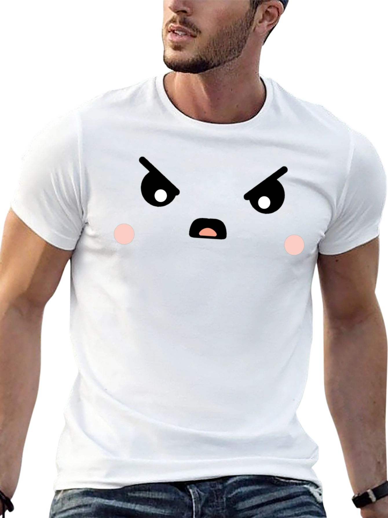 Funny Angry Face Graphic Black T-Shirt