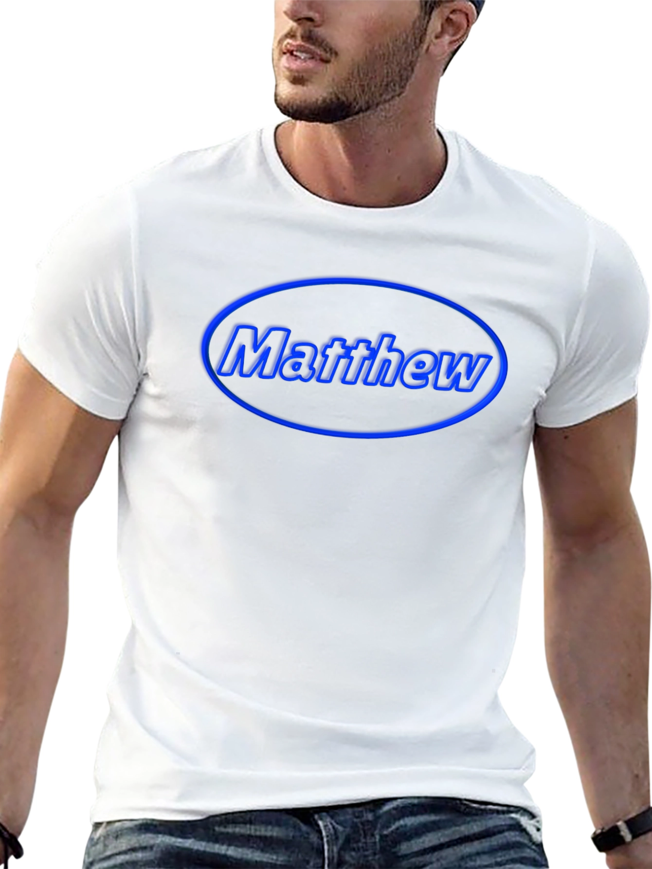 Matthew Blue Oval Graphic T-Shirt - Black
