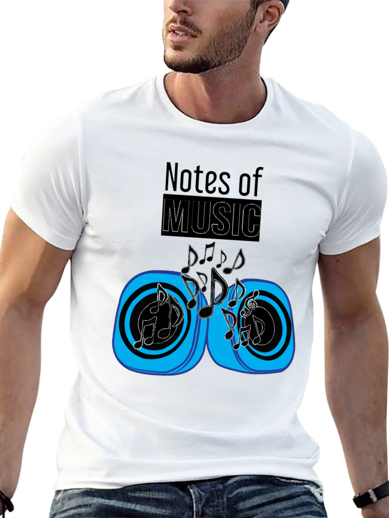 Notes of Music Graphic Black T-Shirt