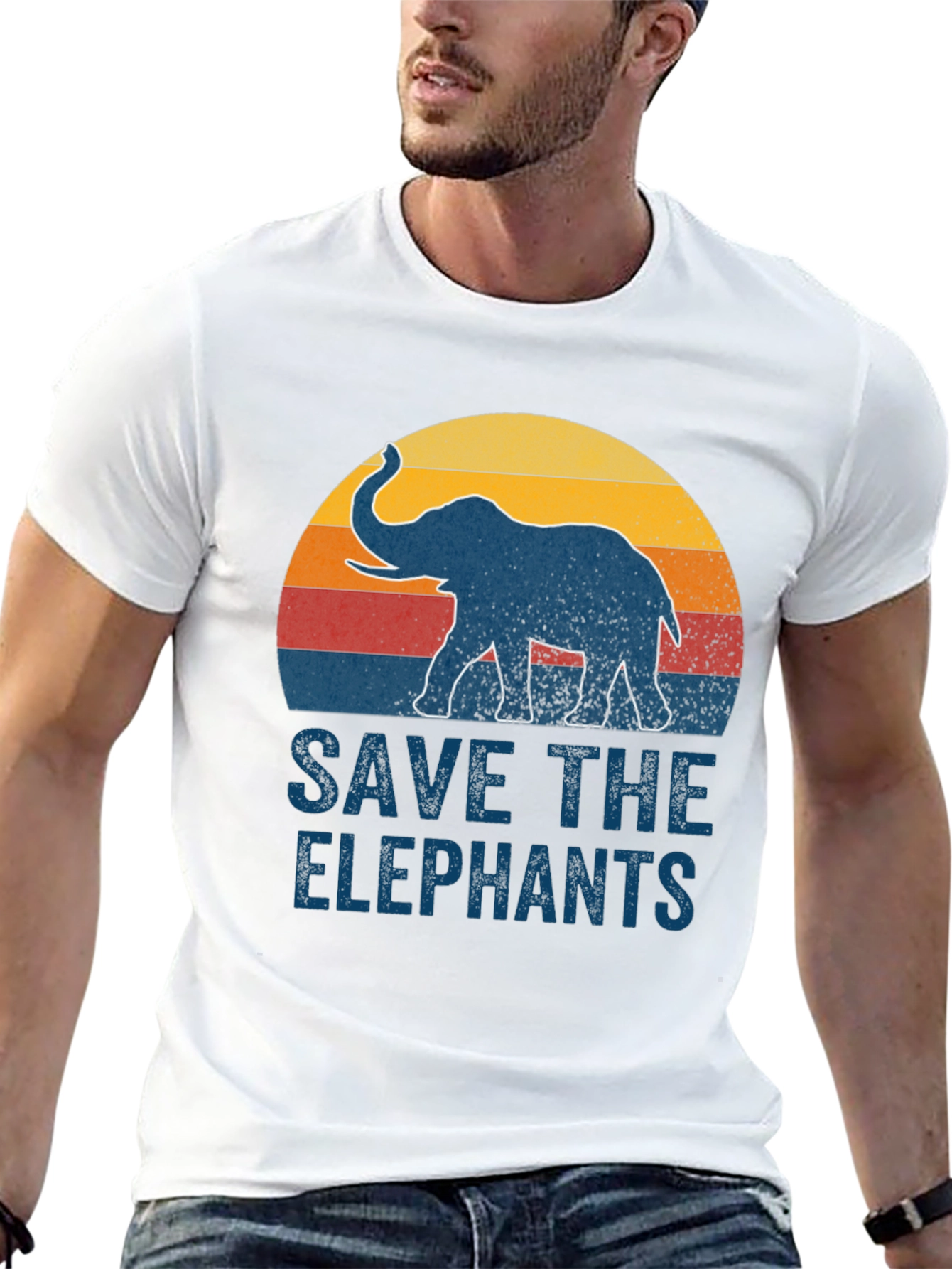 Save the Elephants Graphic Tee - Retro Style
