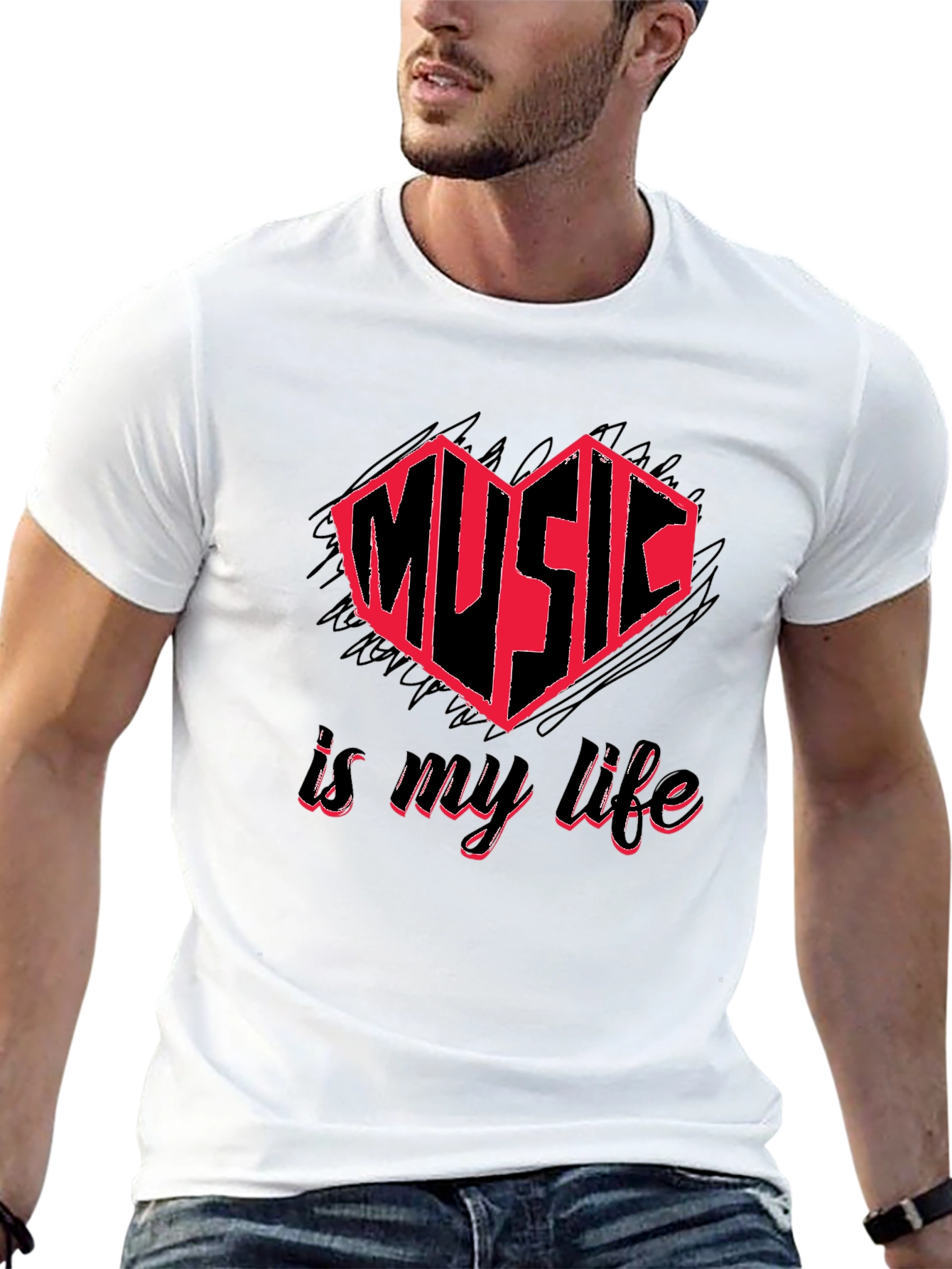 Music is My Life Black Graphic Tee