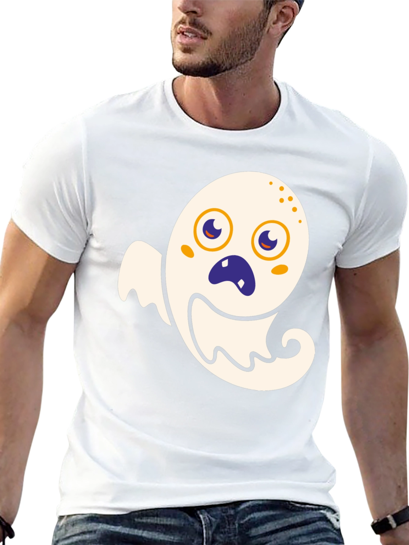 Spooky Cute Ghost Graphic Tee - Halloween Black T-Shirt