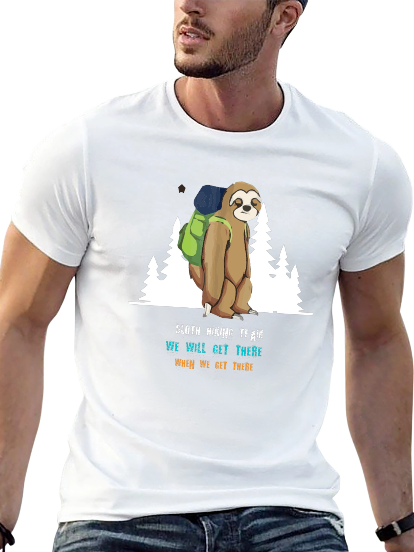 Sloth Hiking Team Graphic Tee - Relaxed Fit