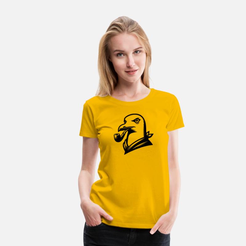 Seagull With Pipe In Cartoon Style