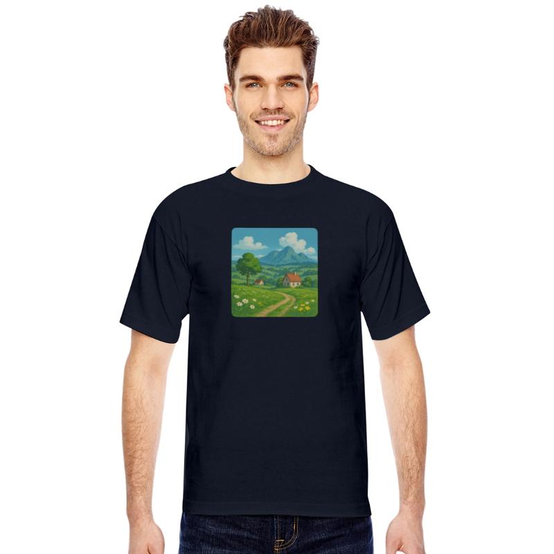 Serene Mountain Village Landscape